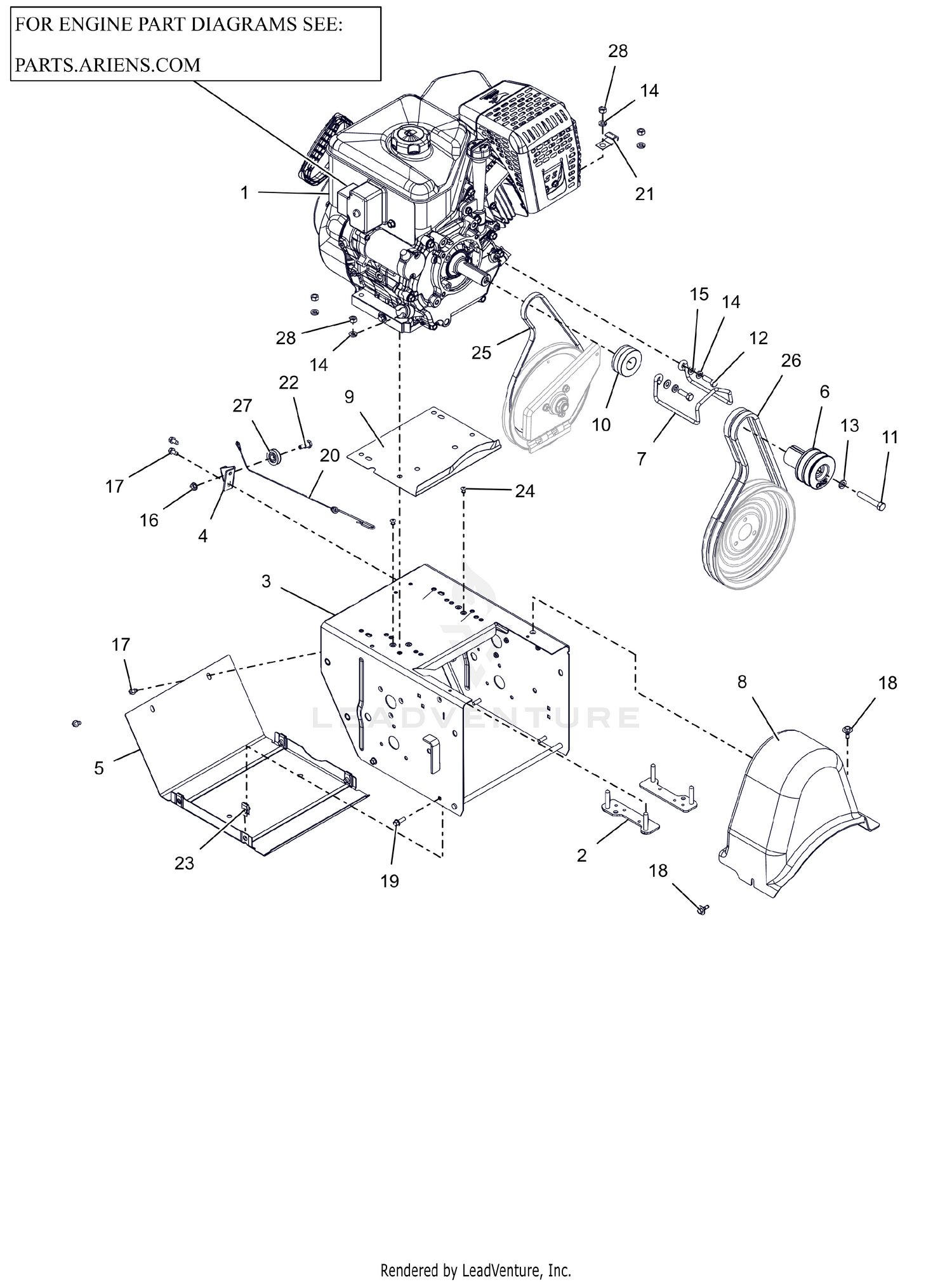 Engine Frame and Belt Drive - 24" EFI