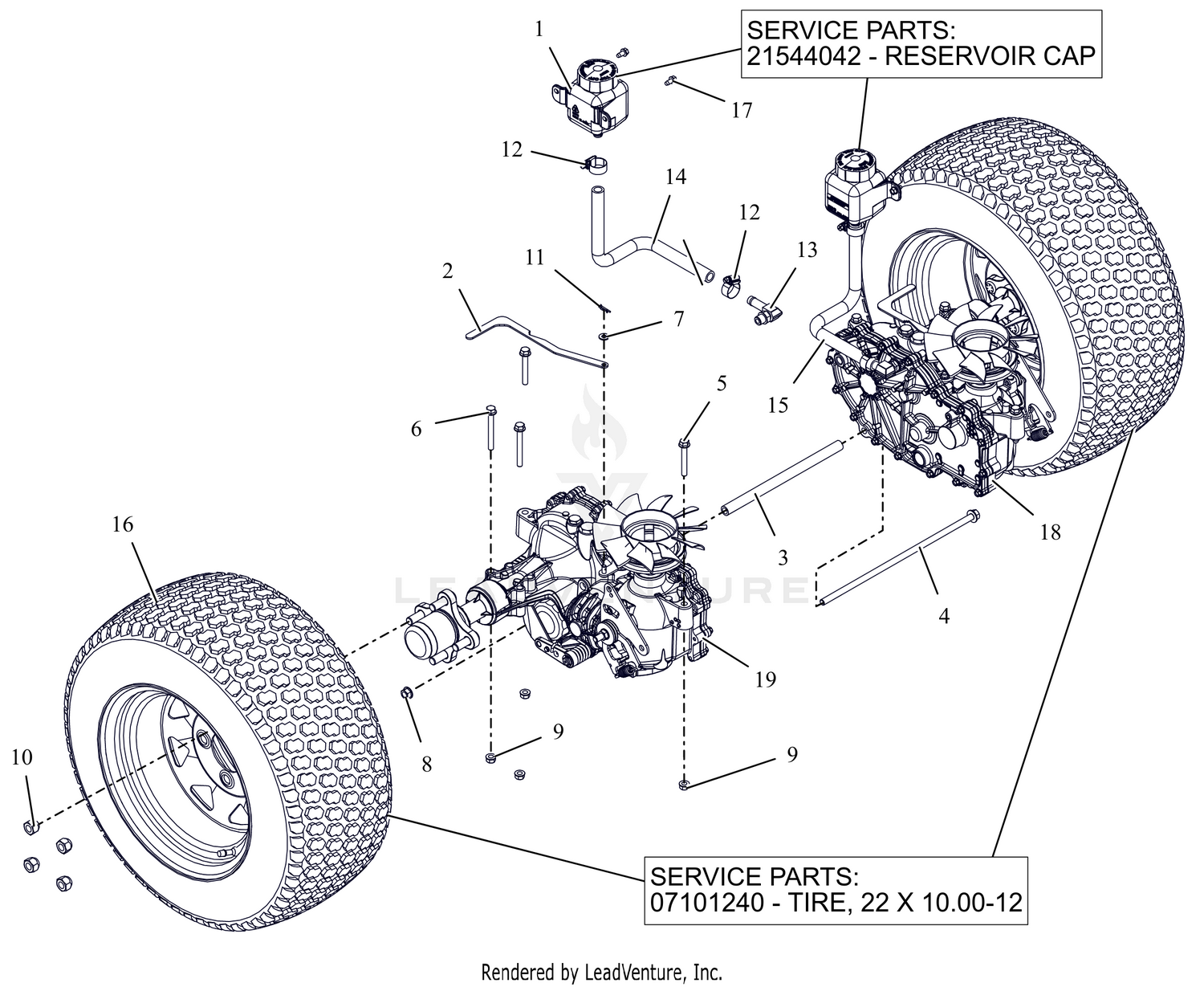 Rear Tires and Transaxles - 48"