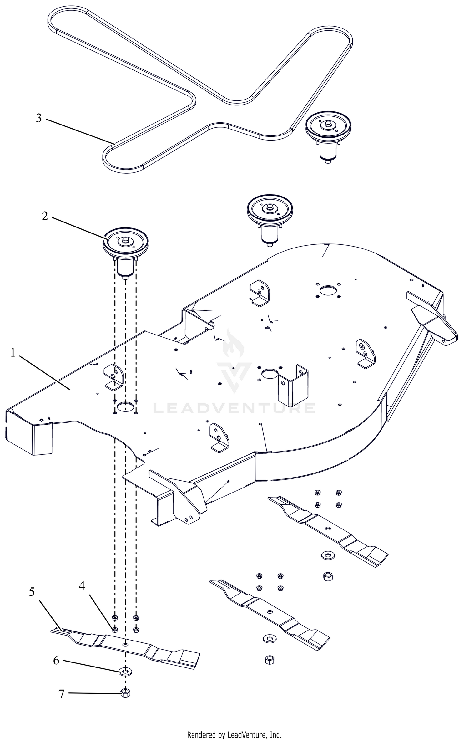 Deck, Belts, Blades and Spindles - 52"