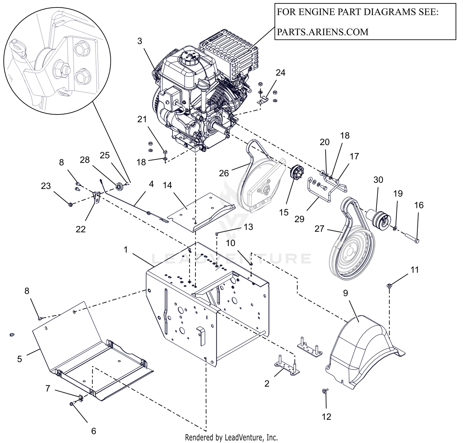 Engine Frame and Belt Drive - AX 254 CE