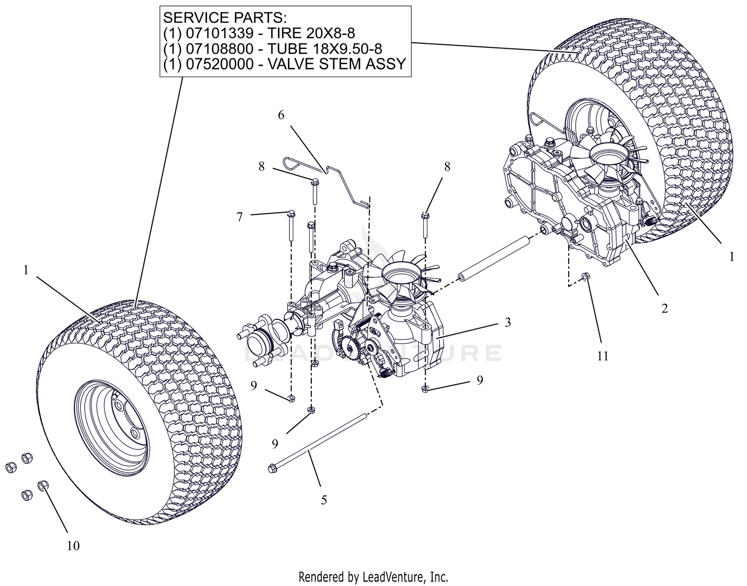 Rear Tires and Transaxles - 42"