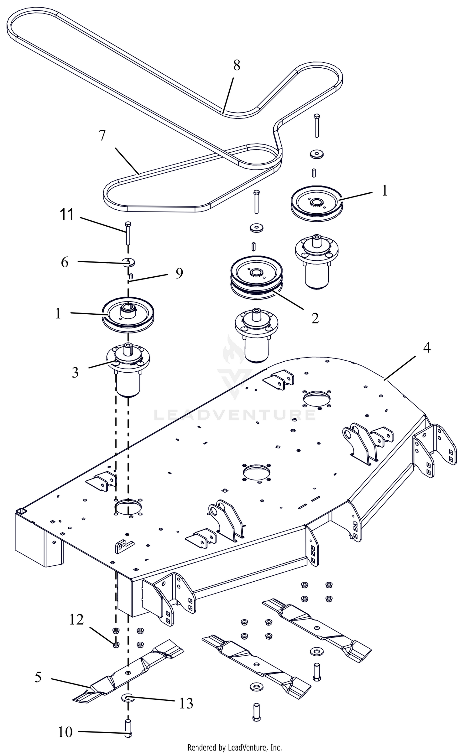 Deck, Belts, Blades And Spindles - 48"