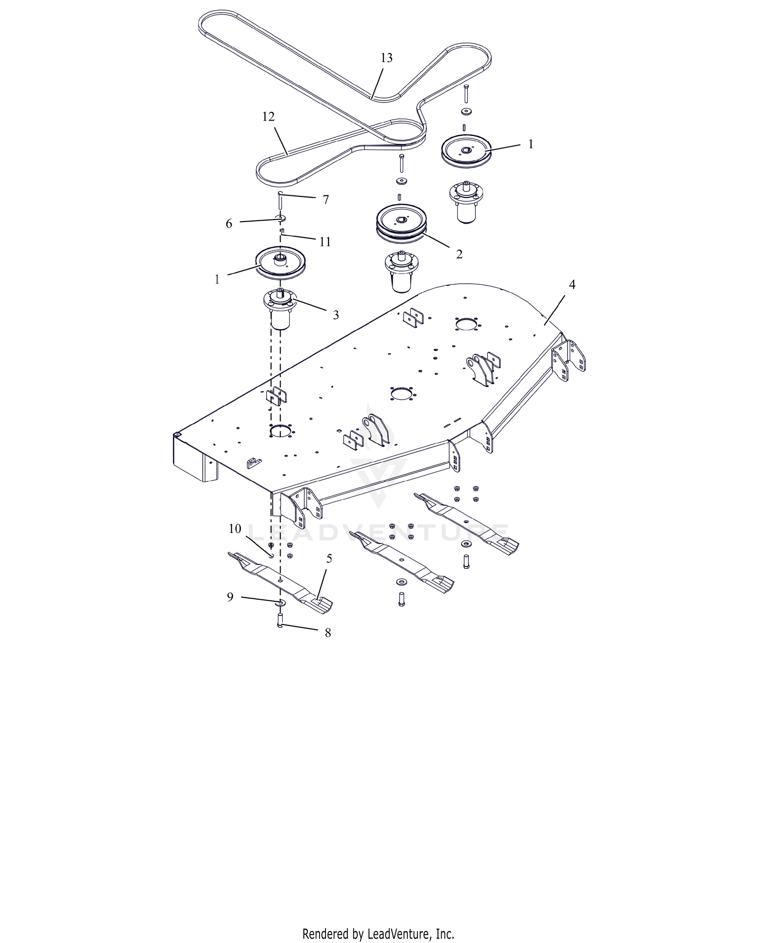Deck, Belts, Blades and Spindles - 60"