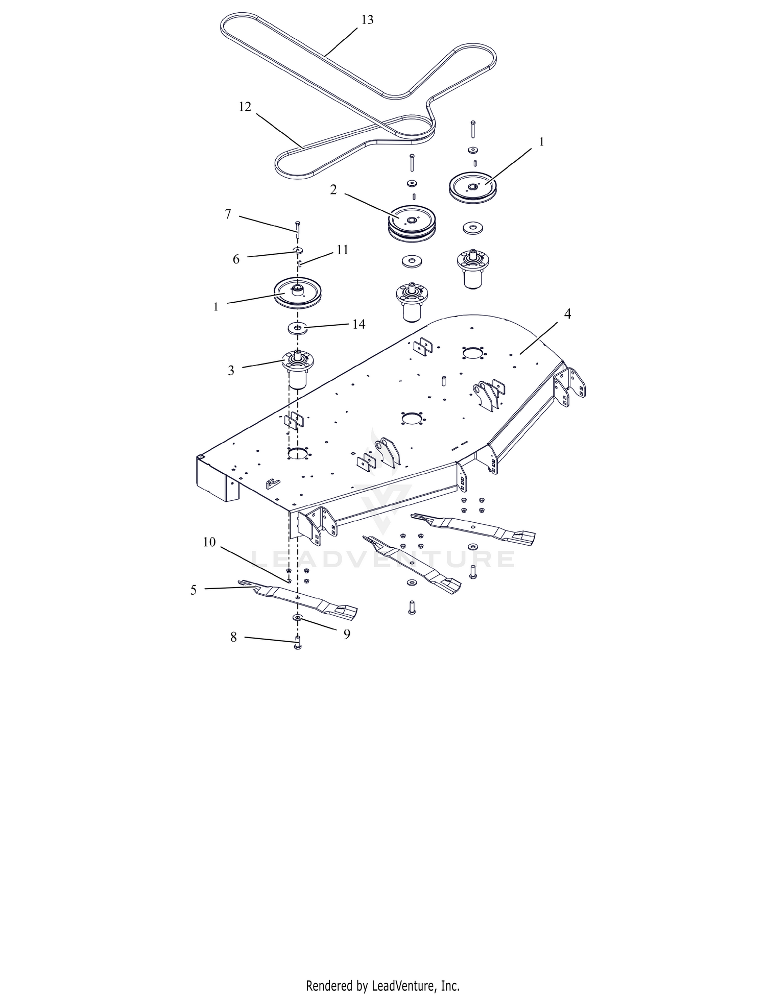 Deck, Belts, Blades, and Spindles - 60" - SD