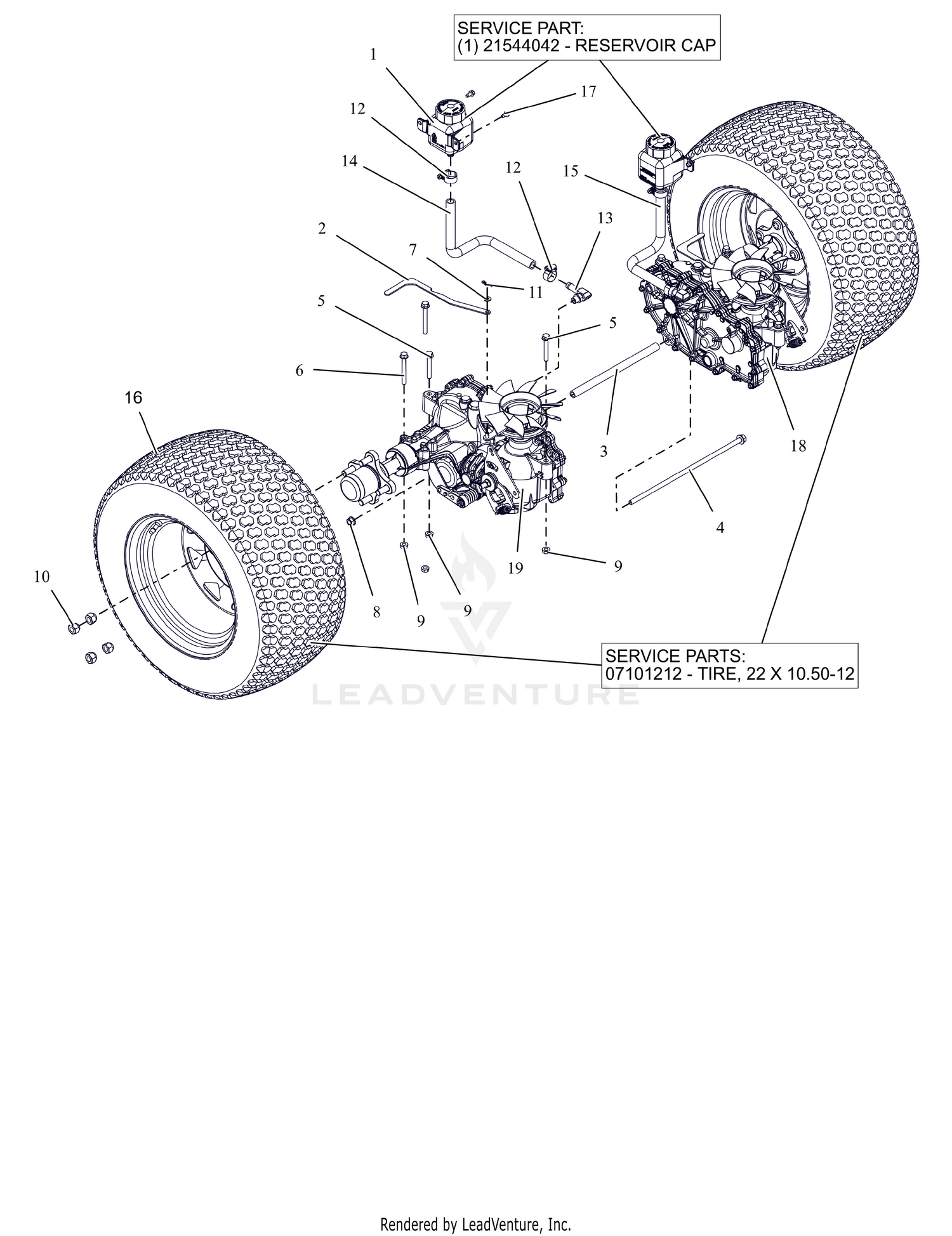 Rear Tires and Transaxles - 52"