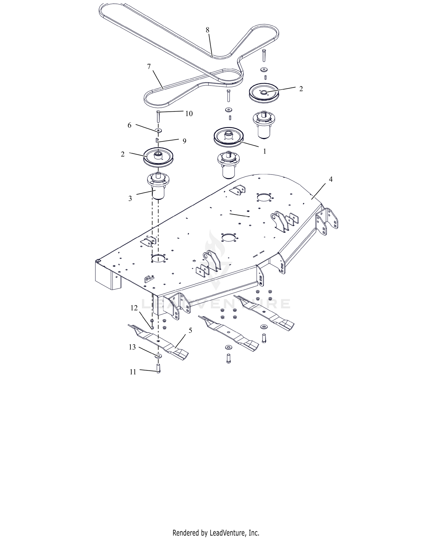 Deck, Belts, Blades And Spindles - 52"