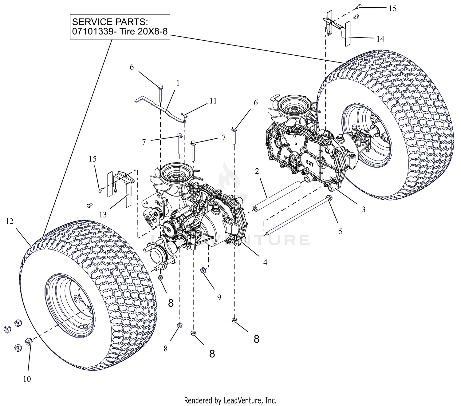 Rear Tires and Transaxles - 42"