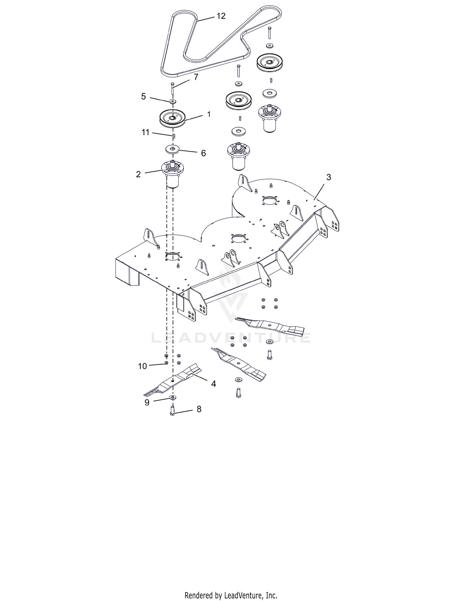 Deck, Belt, Blades and Spindles - 48"