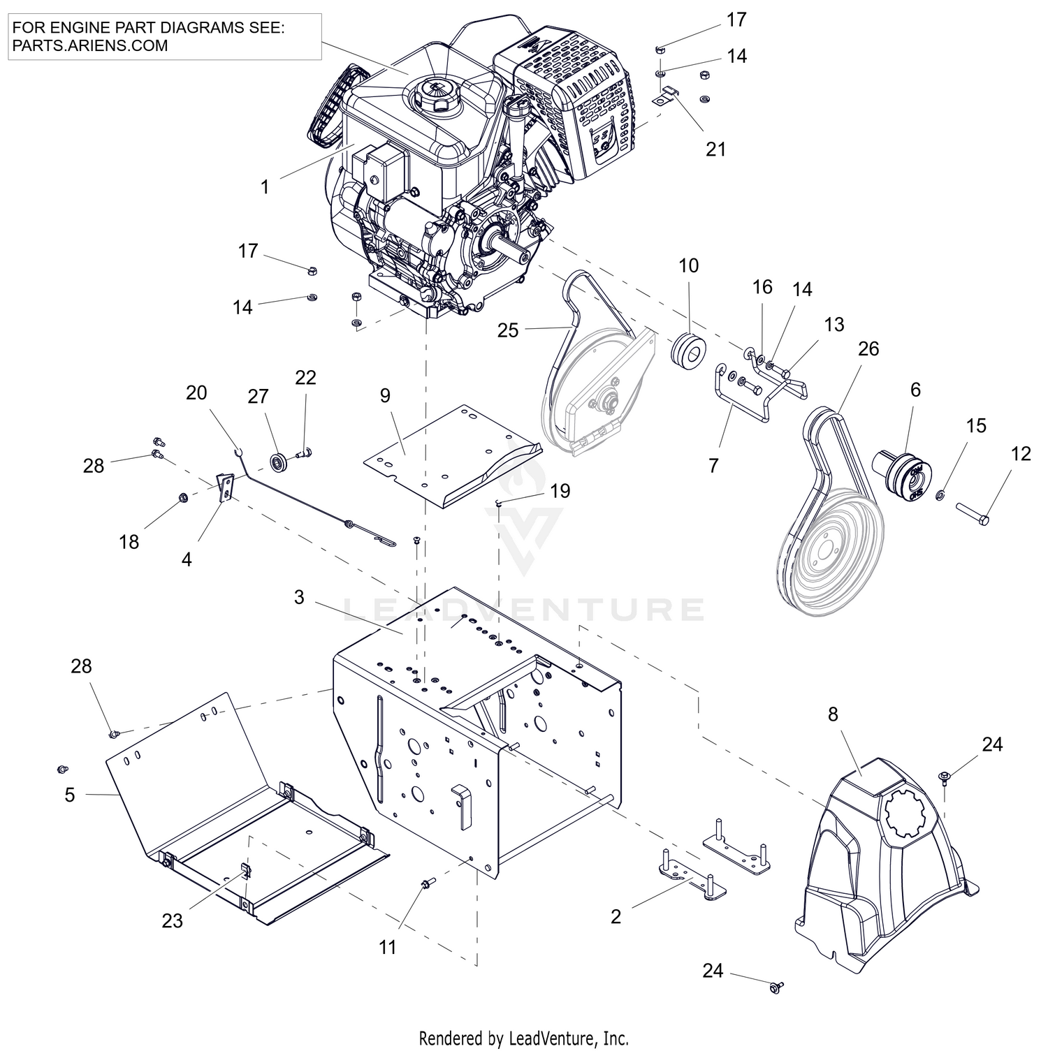 Engine, Frame and Belt Drive