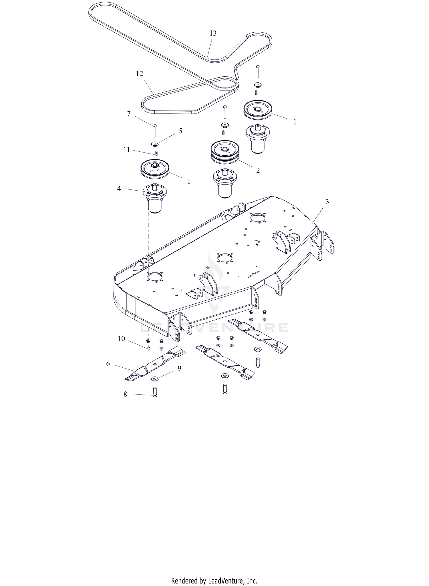Deck, Belt, Blades and Spindles - 48" - RD