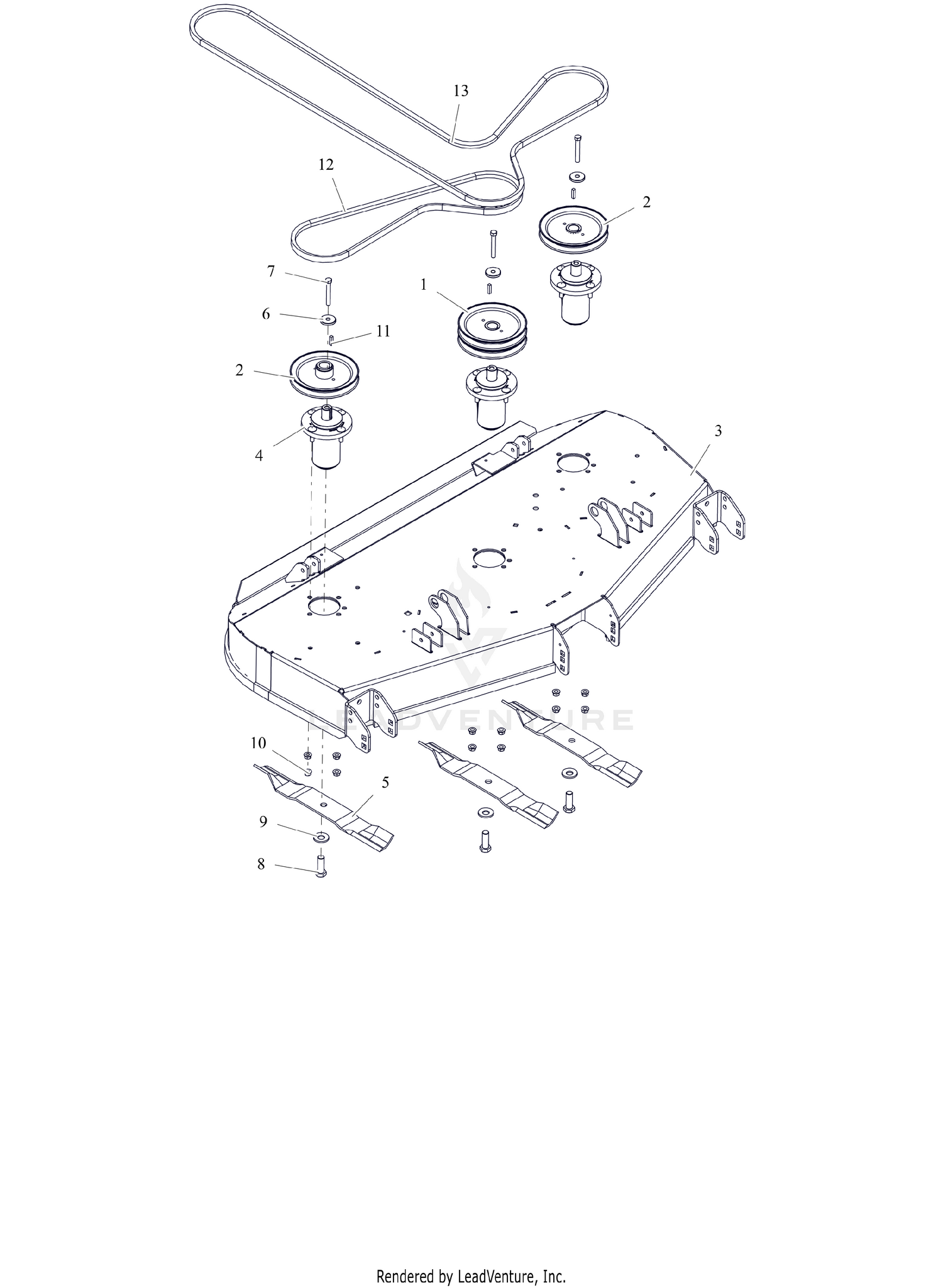 Deck, Belts, Blades and Spindles - 52" - RD