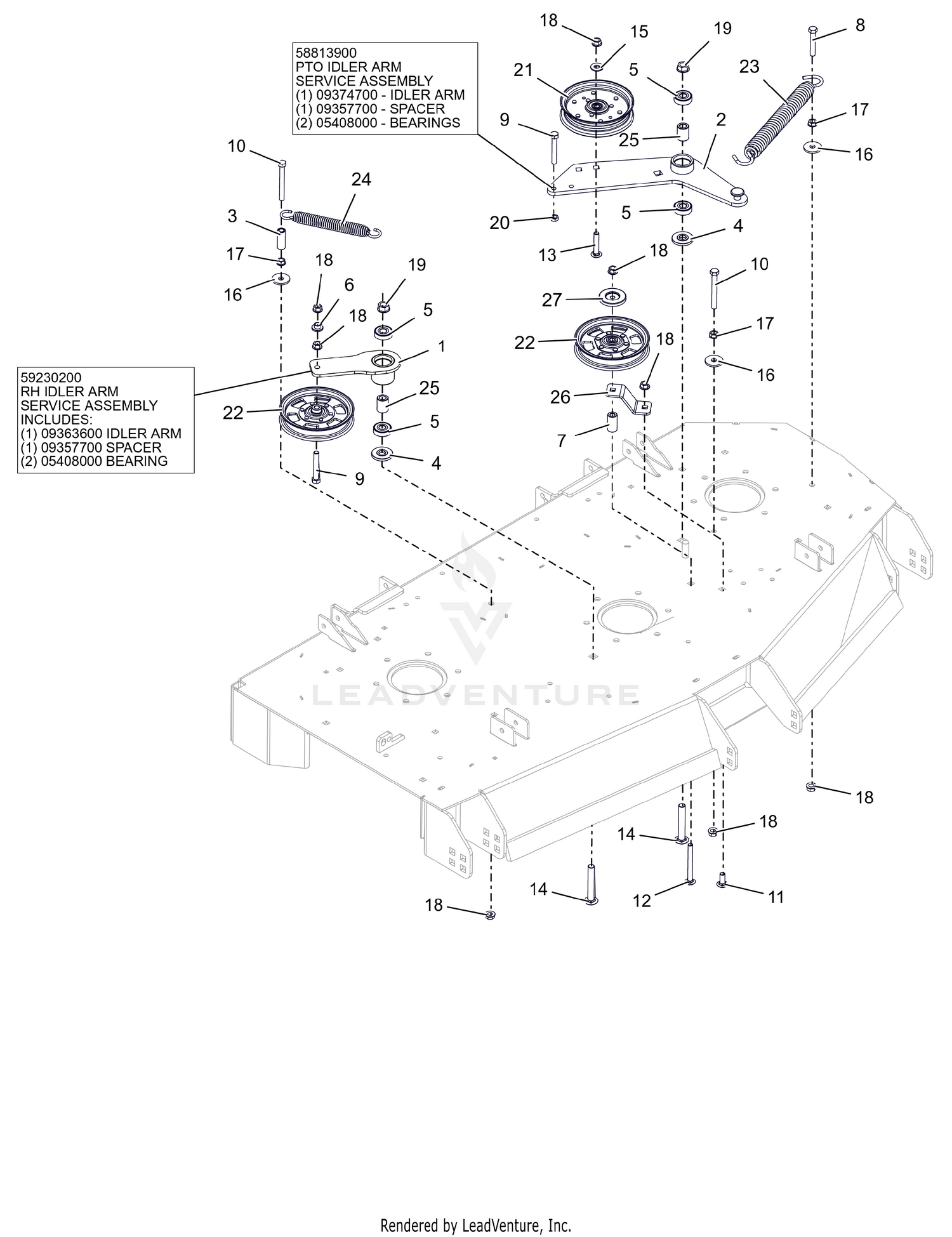 Deck Drive Idlers - 52"  and  60"