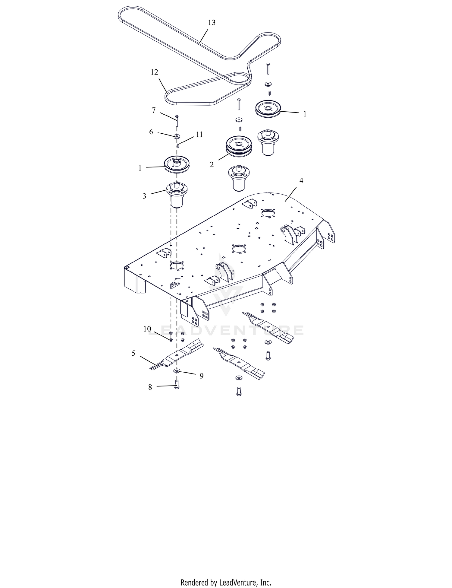 Deck, Belts, Blades and Spindles – 48"