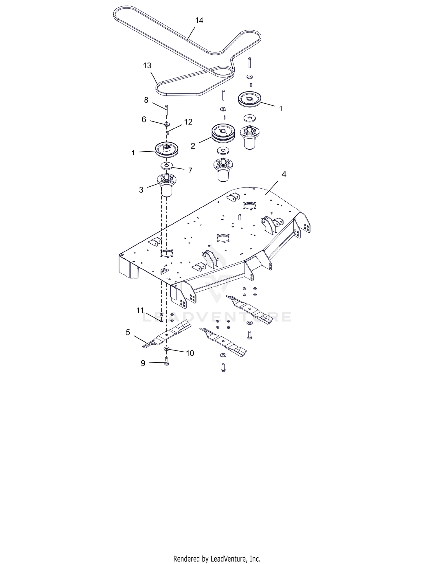 Deck, Belts, Blades and Spindles - 48"