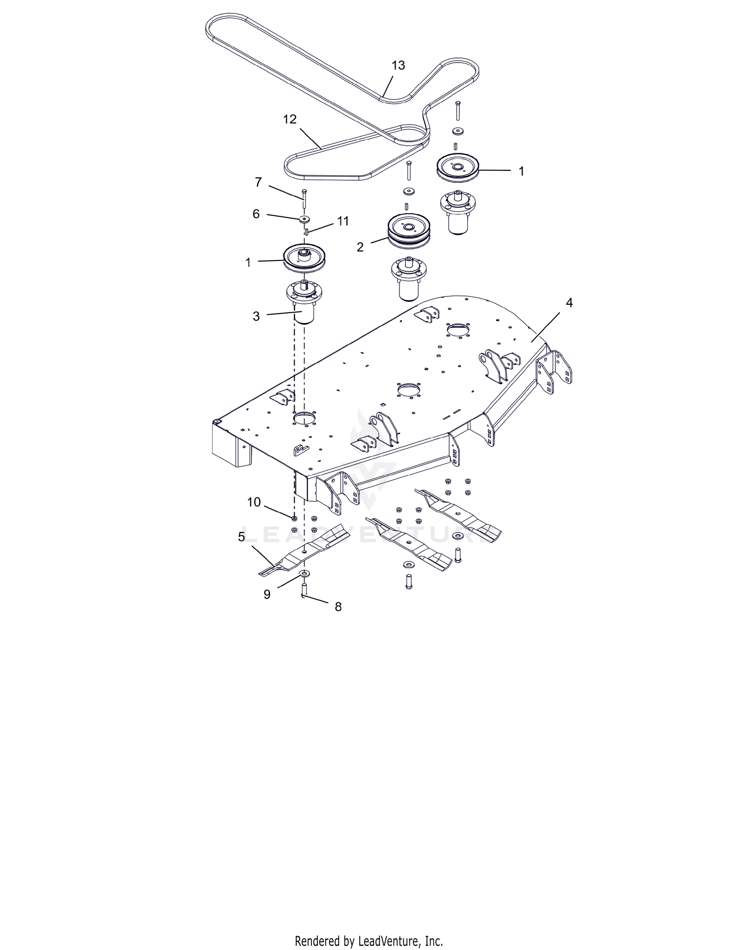 Deck, Belt, Blades and Spindles - 48"