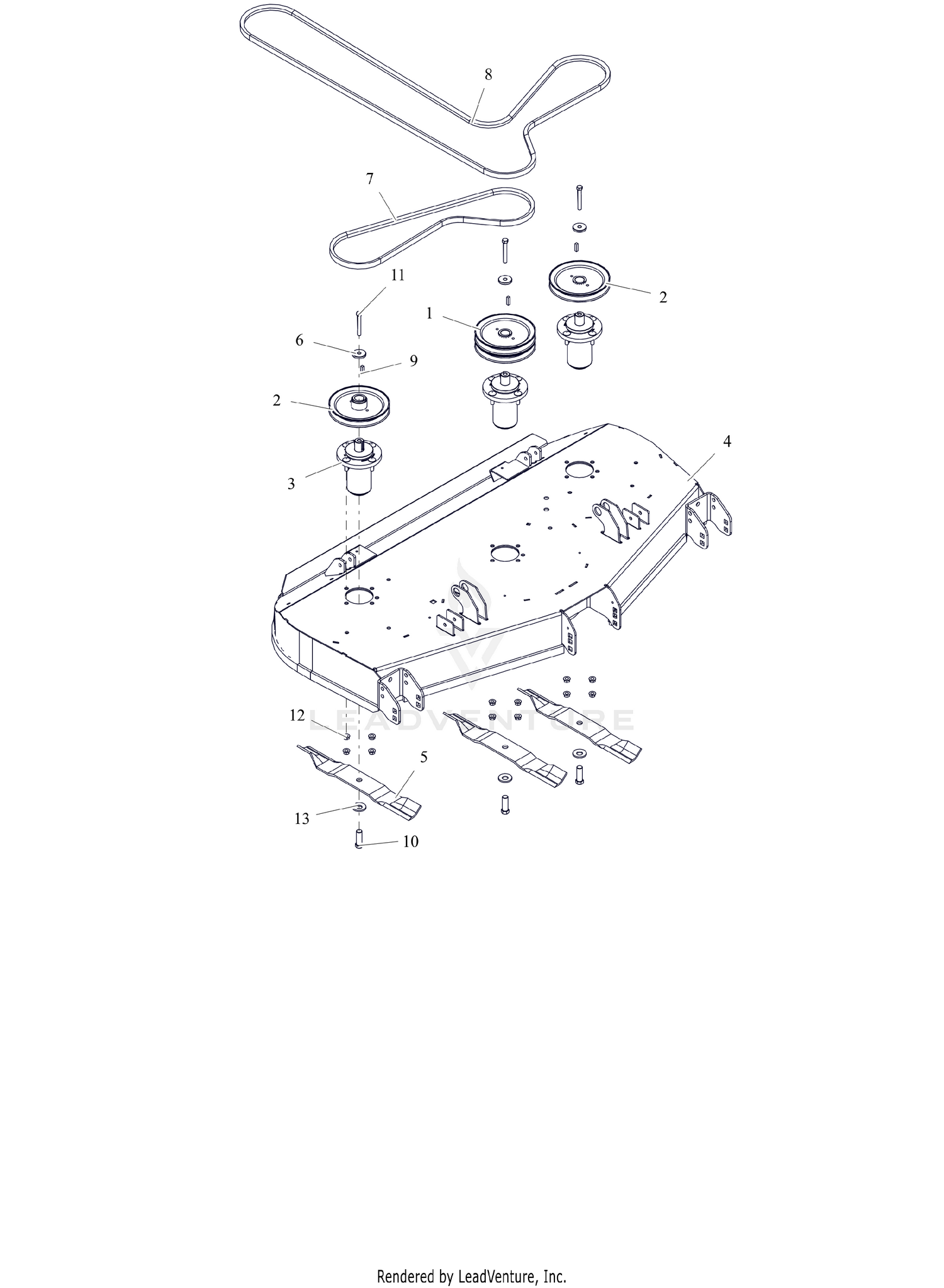 Deck, Belts, Blades, and Spindles - 52" - RD