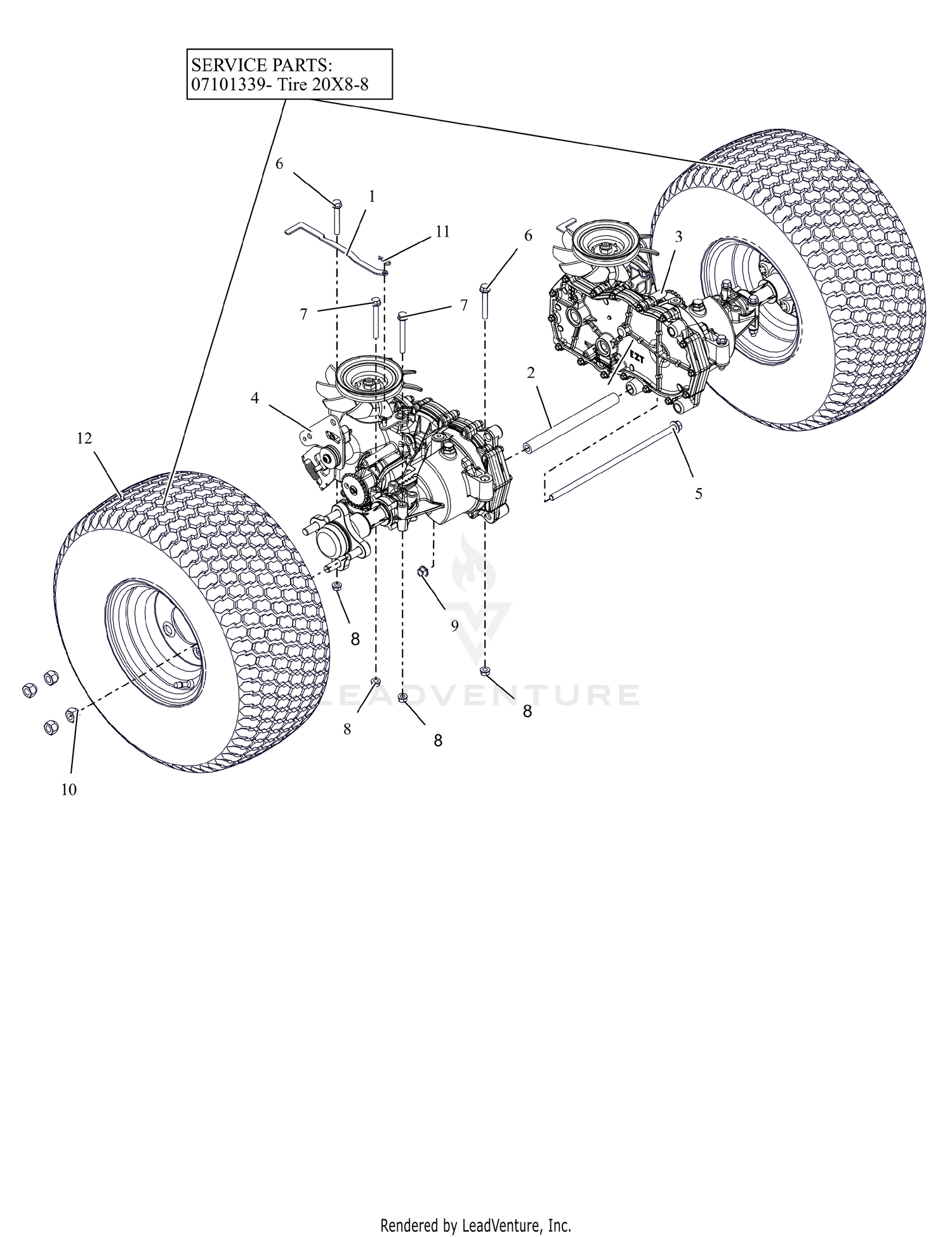 Rear Tires and Transaxles - 42"