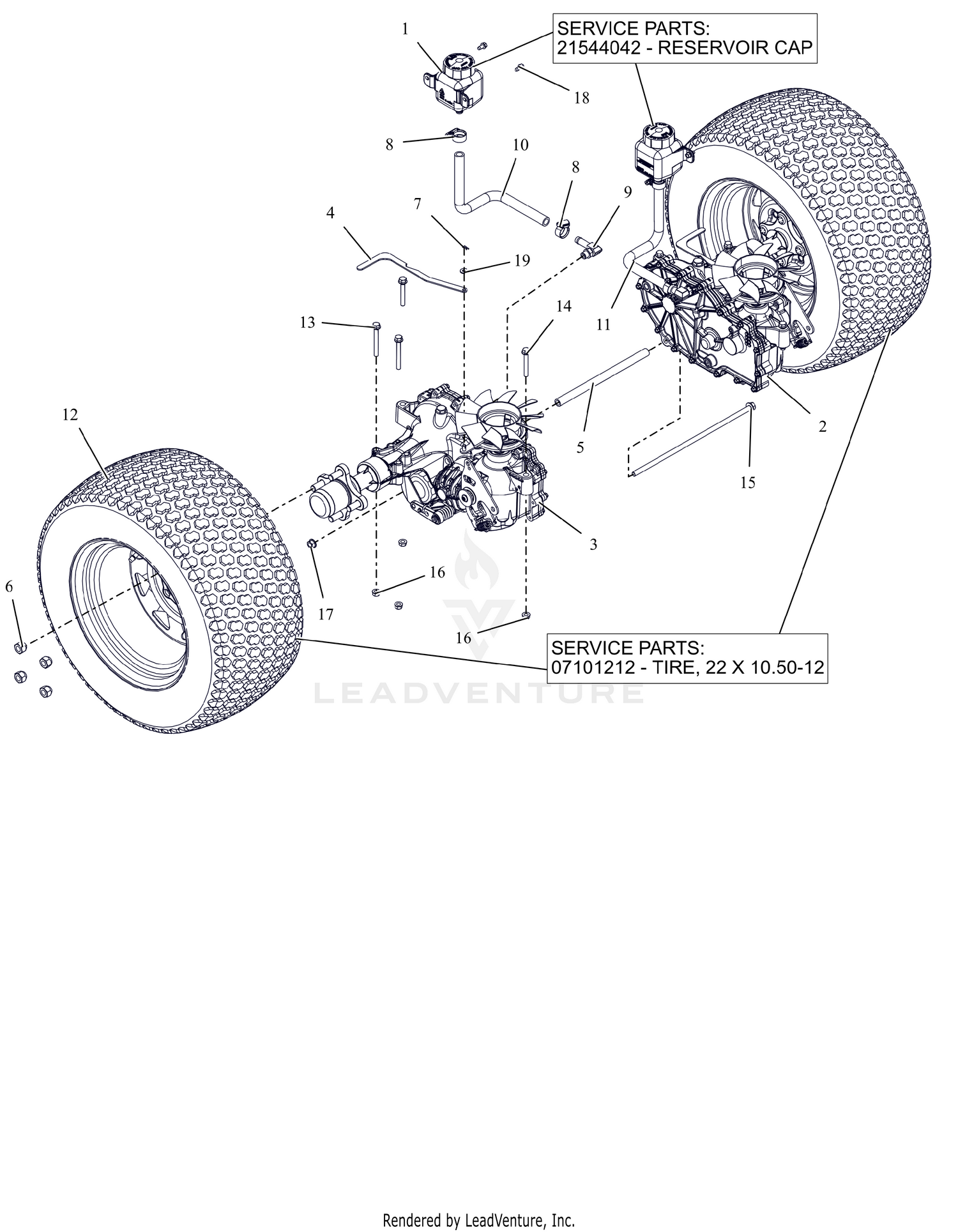 Rear Tires and Transaxles - 52"