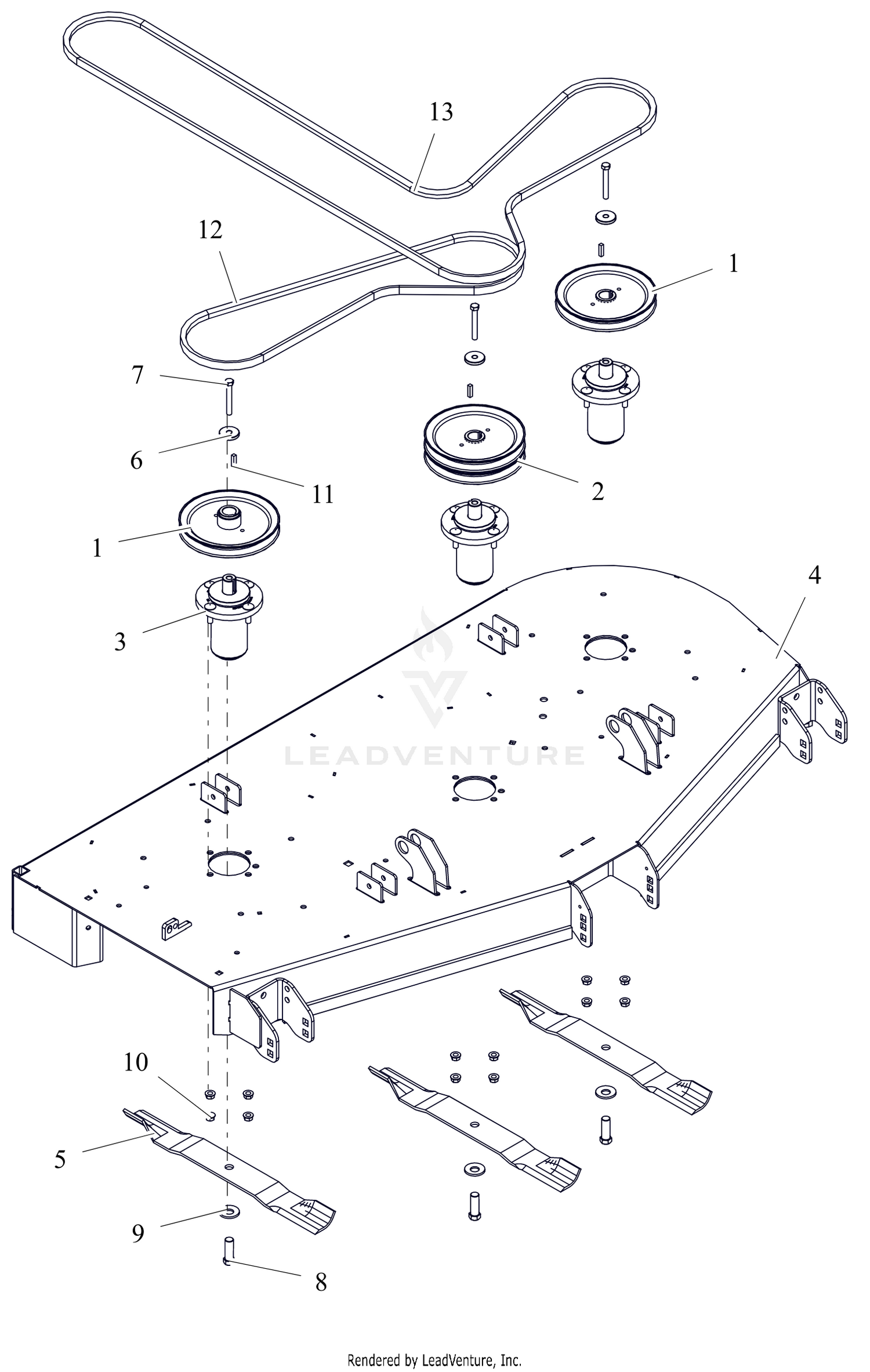 Deck, Belts, Blades And Spindles - 60"