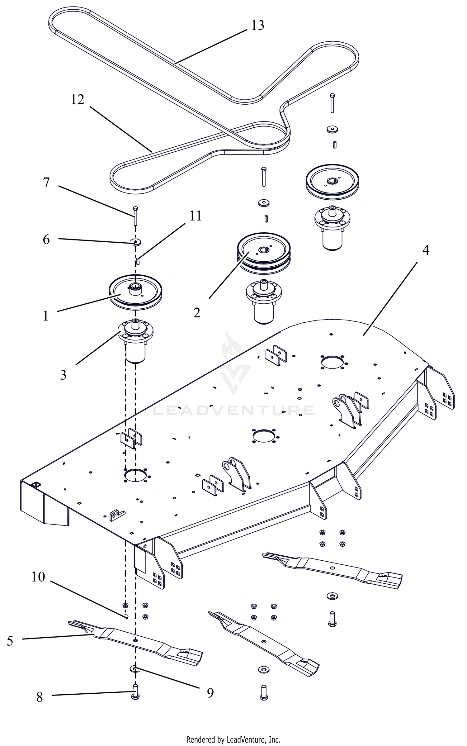 Deck, Belts, Blades and Spindles - 60"