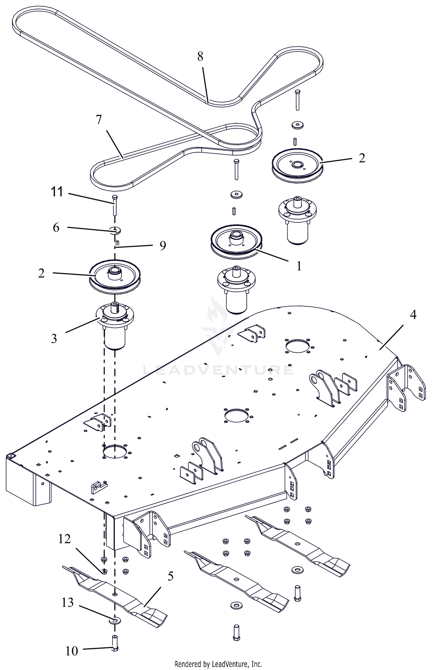 Deck, Belts, Blades And Spindles - 52"
