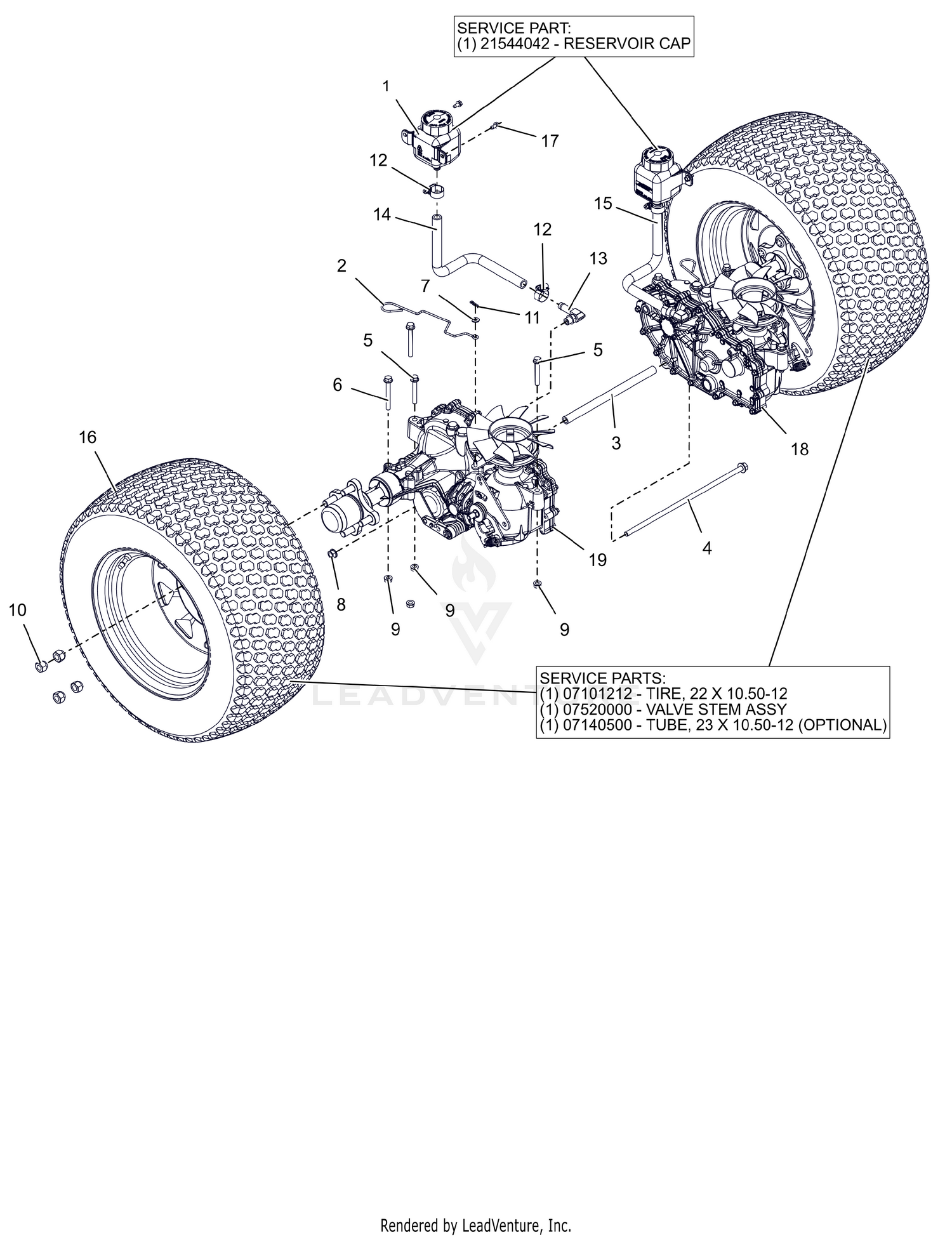 Rear Tires and Transaxles - 52"