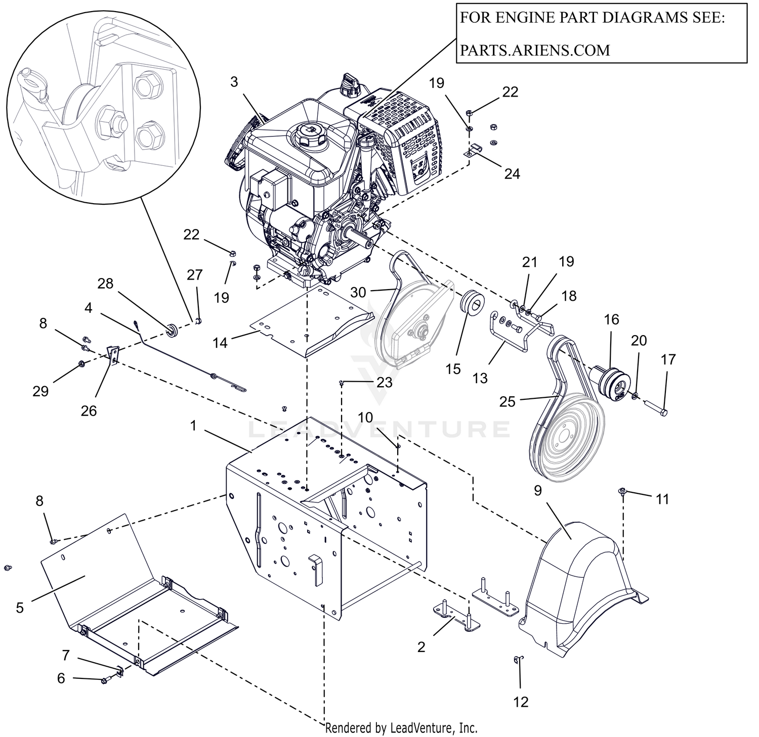 Engine Frame and Belt Drive - AX 306
