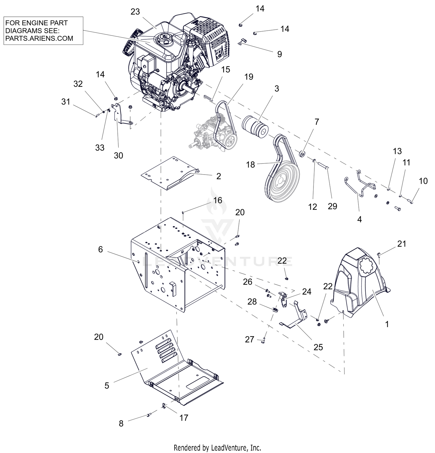 Engine, Frame and Belt Drive