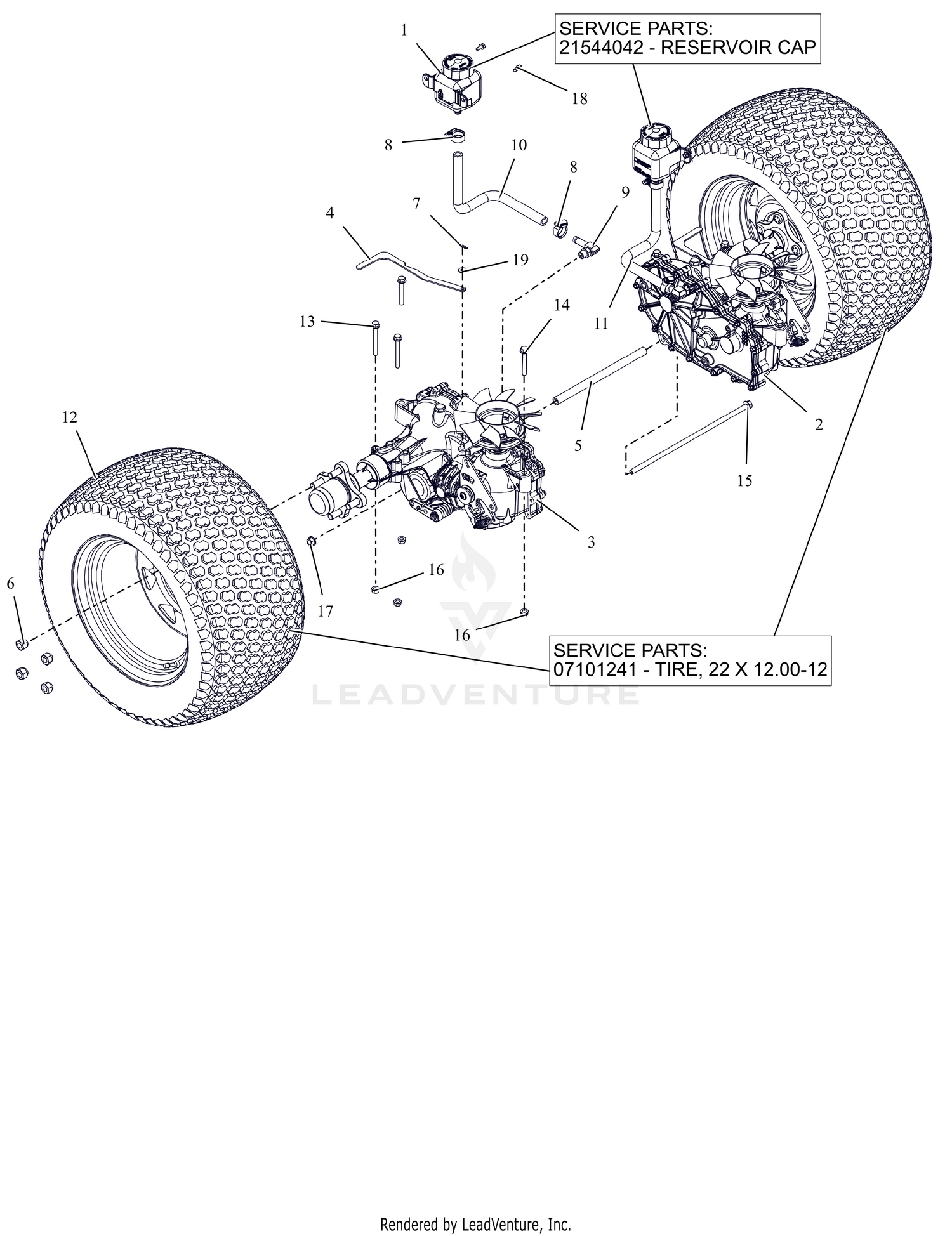 Rear Tires and Transaxles - 60"