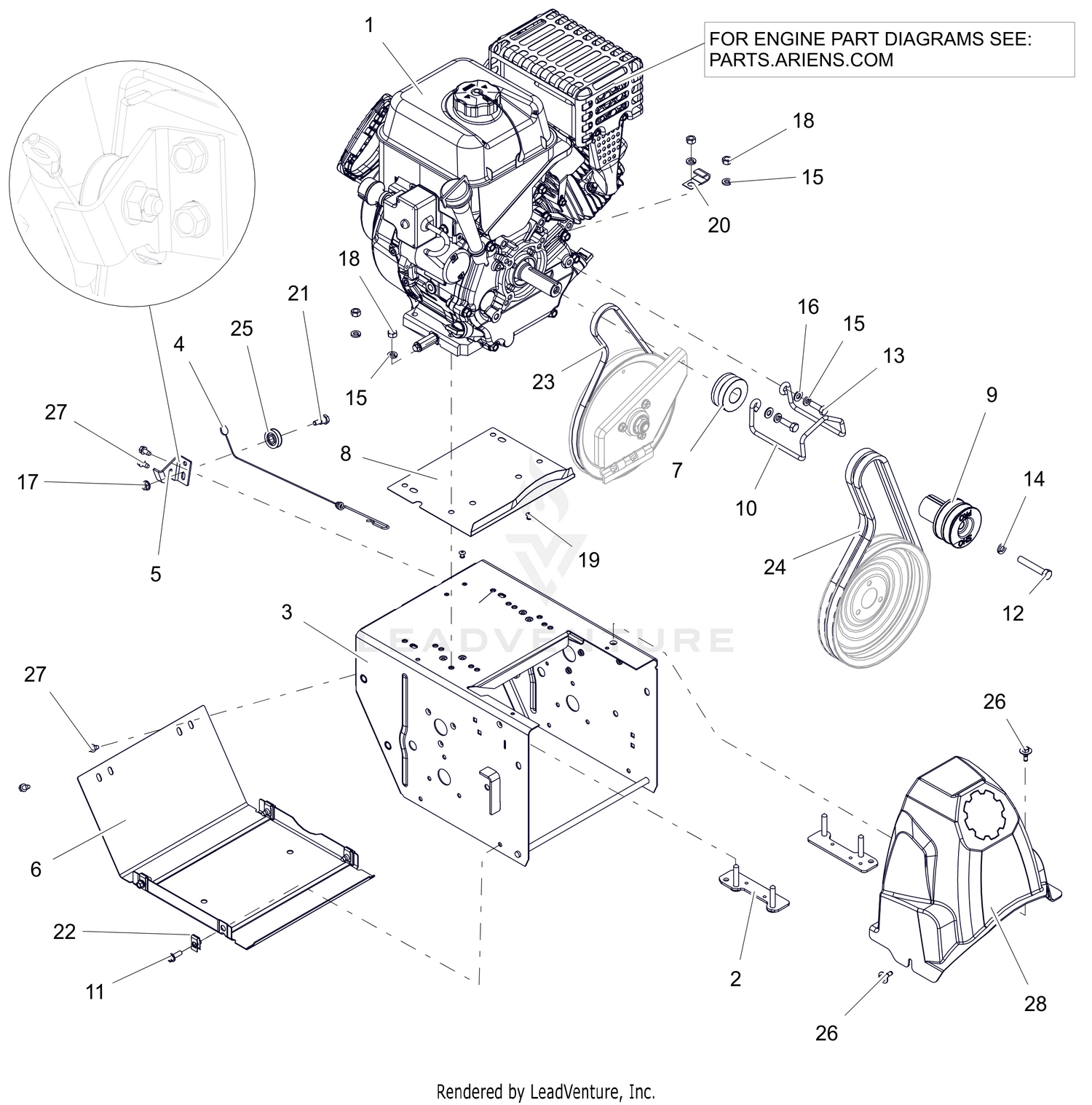 Engine, Frame and Belt Drive