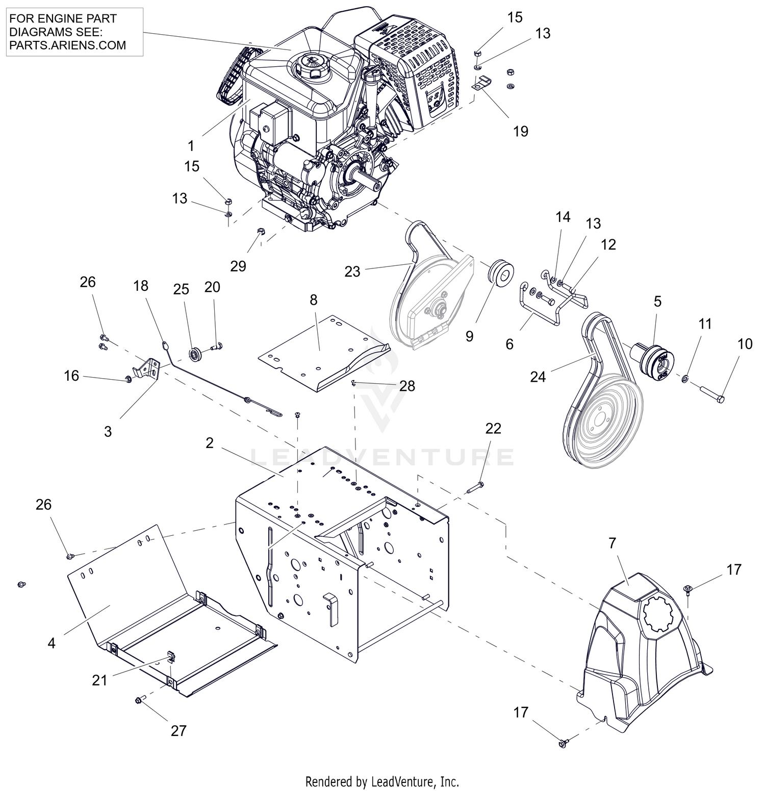 Engine, Frame and Belt Drive