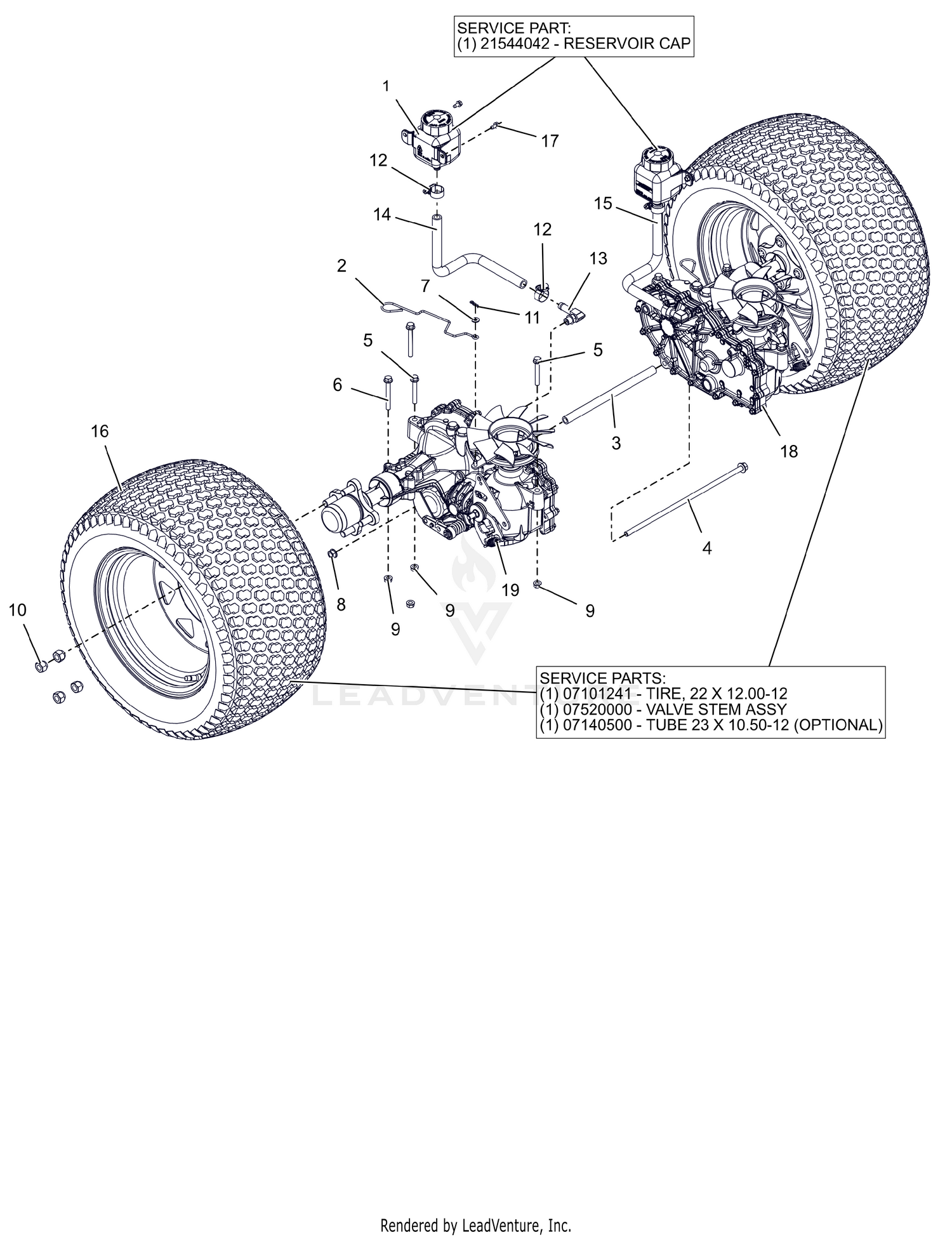 Rear Tires and Transaxles - 60"