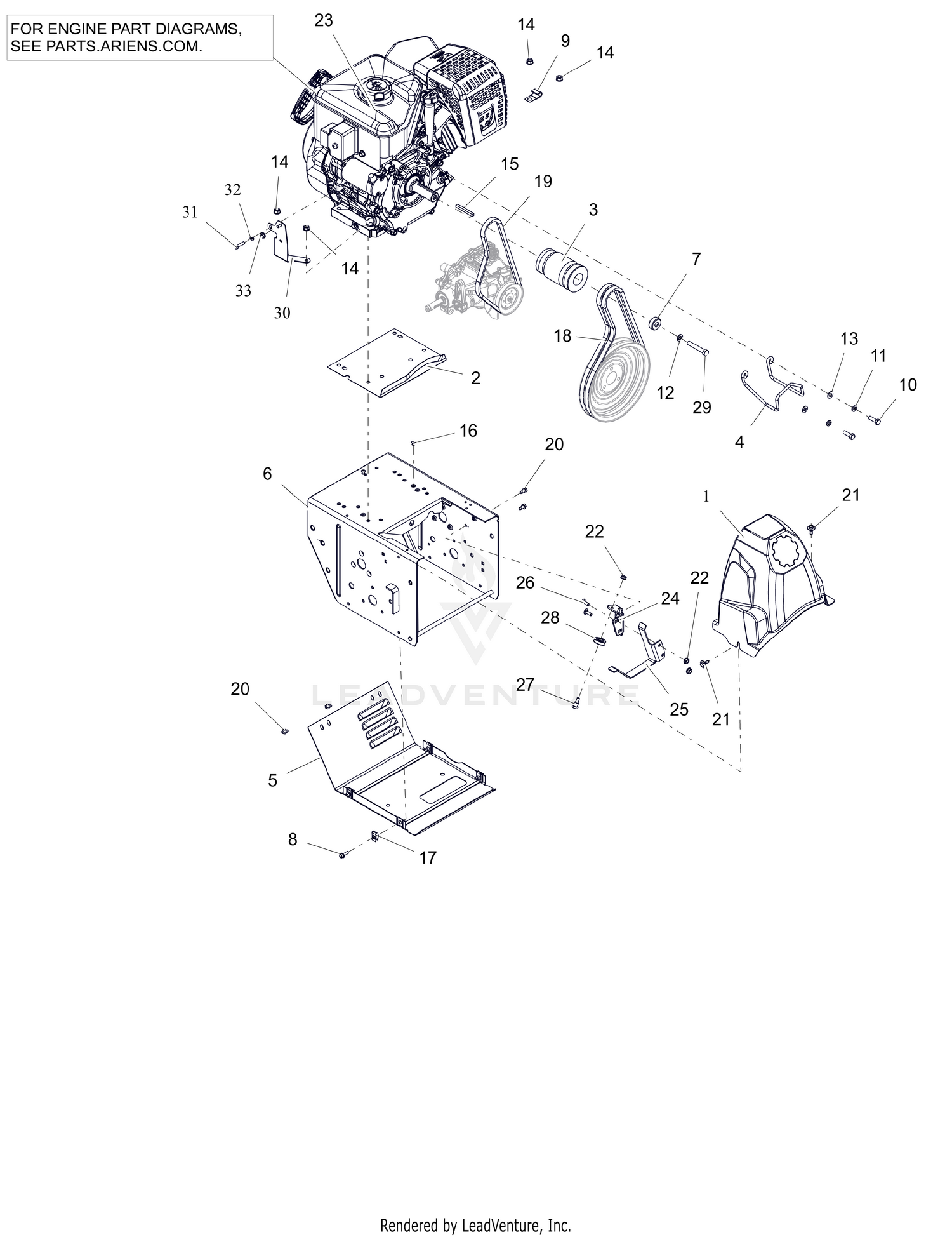 Engine, Frame and Belt Drive
