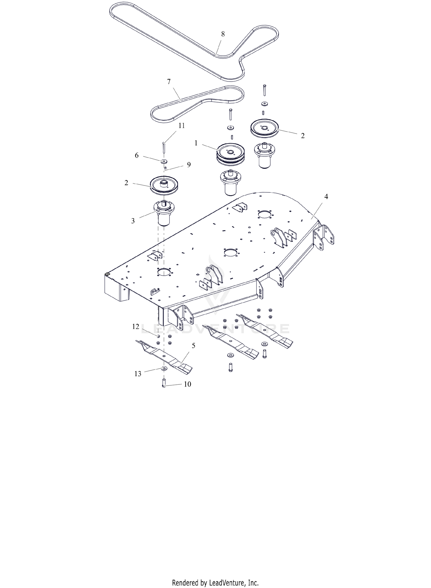 Deck, Belts, Blades, and Spindles - 52" - SD