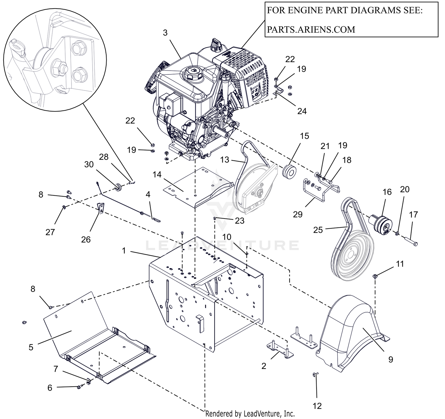 Engine Frame and Belt Drive -AX 306 (SHO)