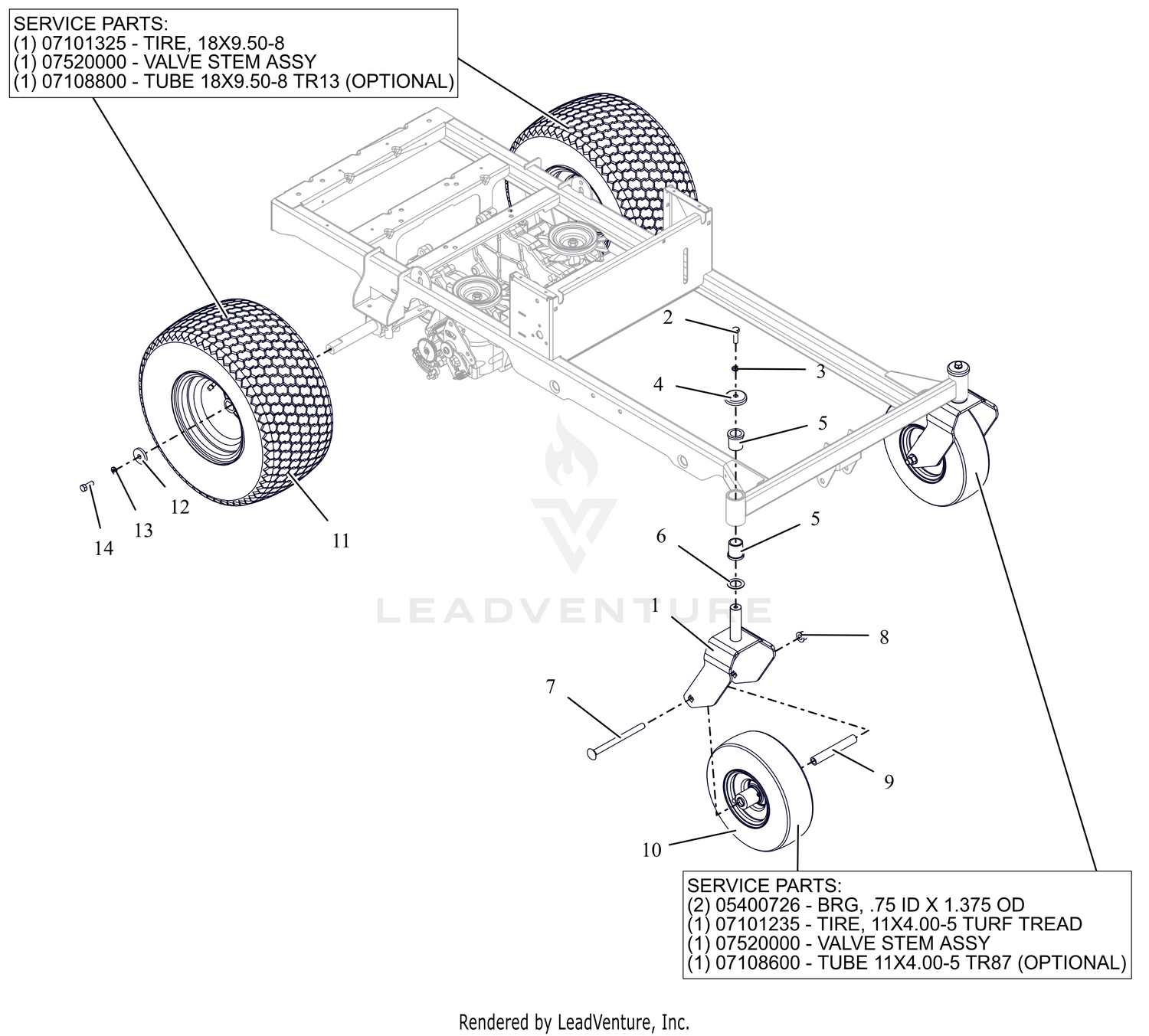 Front and Rear Wheels 52"