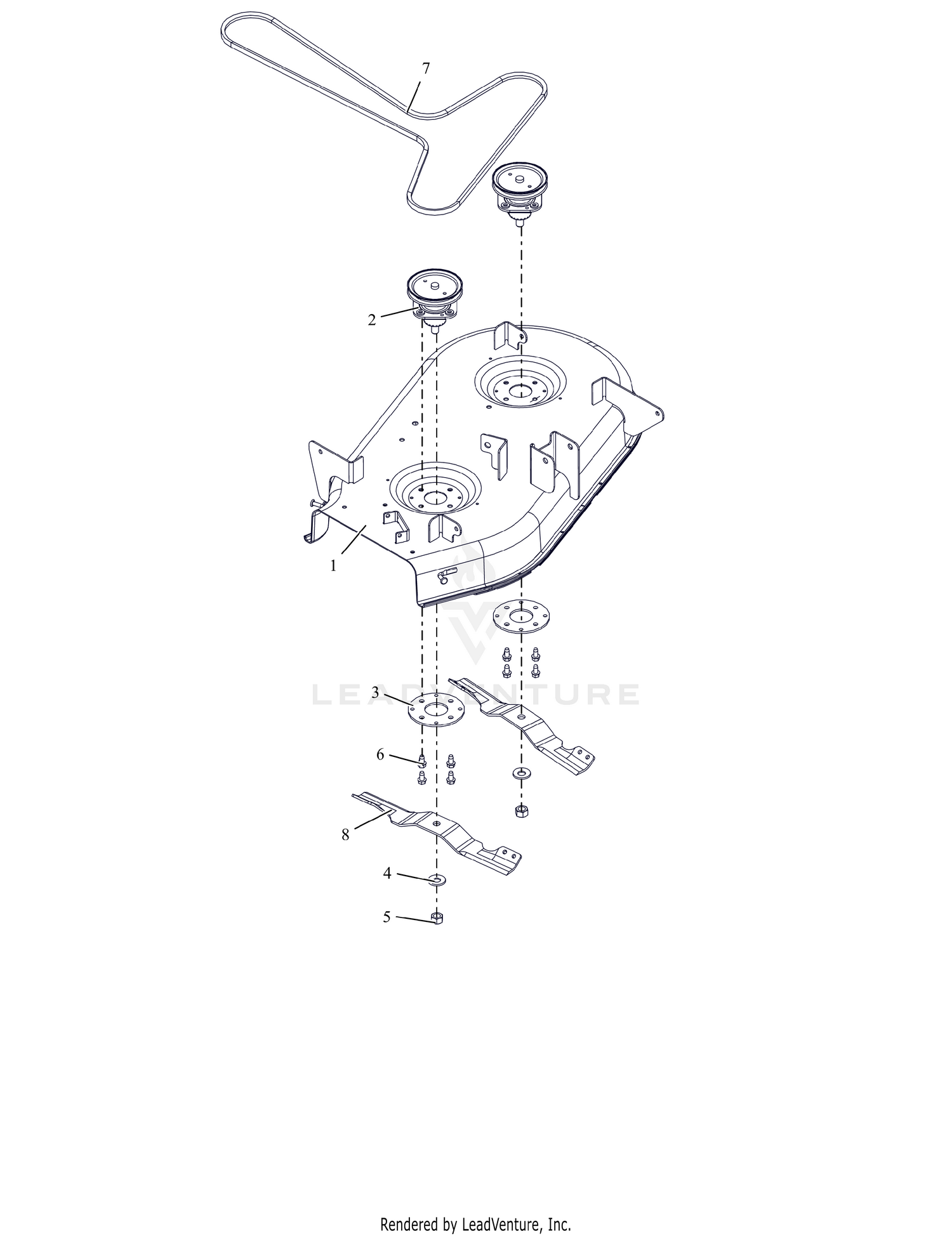 Deck, Belt, Blades and Spindles - 34"