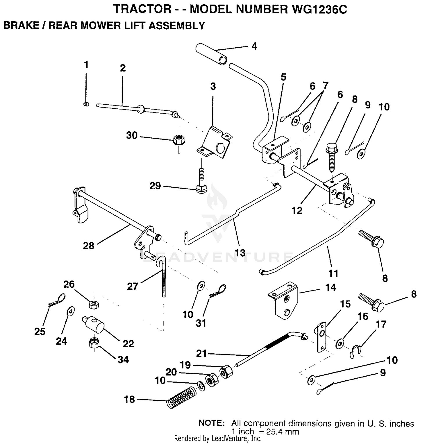 BRAKE AND REAR MOWER LIFT