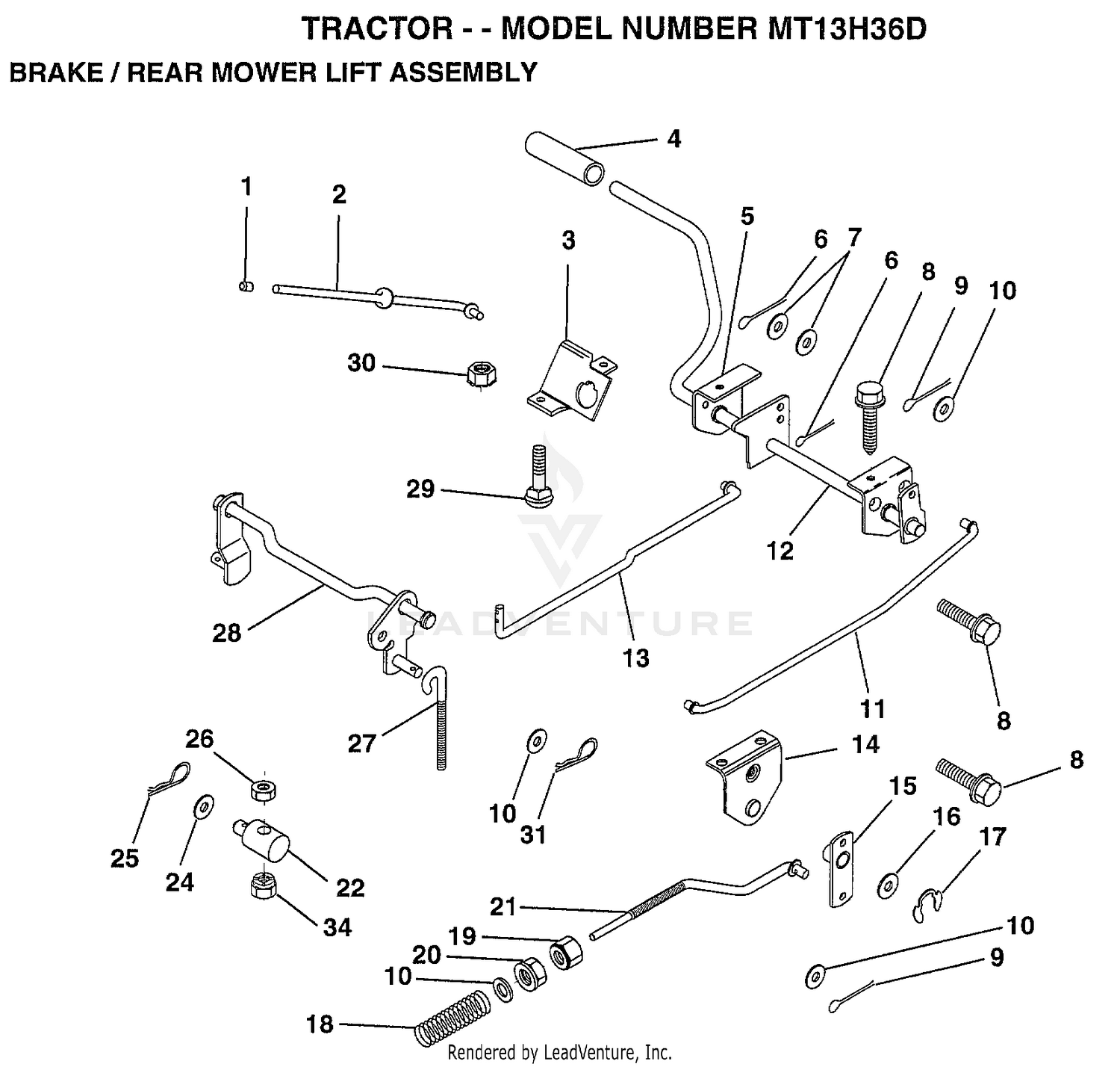 BRAKE/REAR MOWER LIFT ASSEMBLY