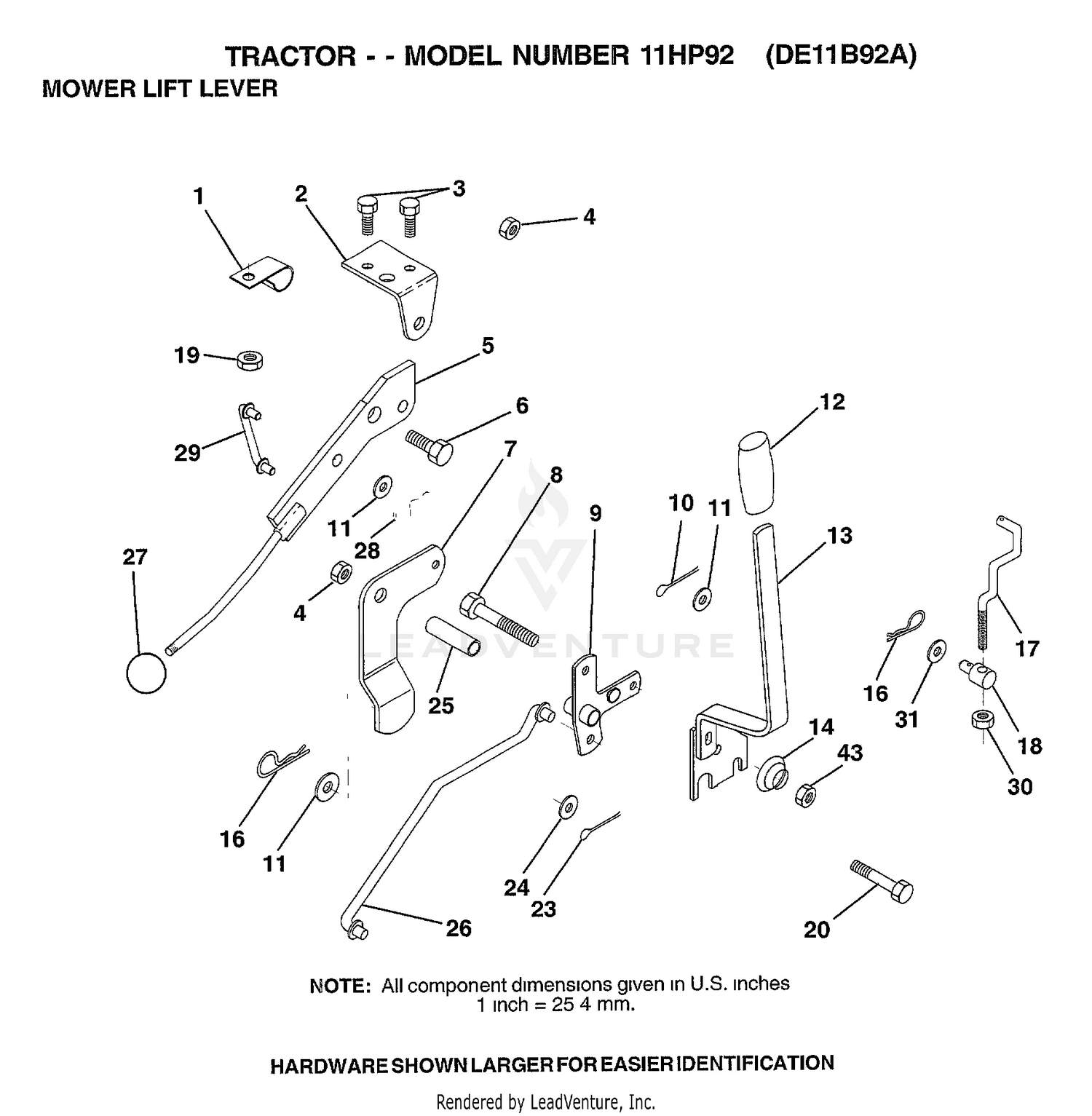MOWER LIFT LEVER