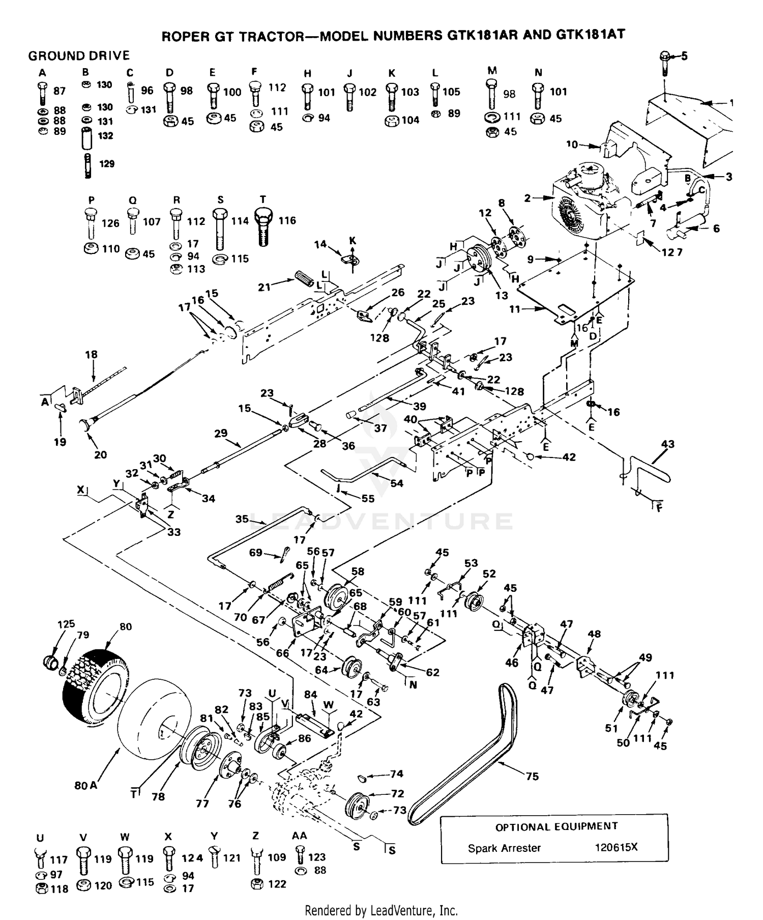 GROUND DRIVE, BELT, REAR WHEELS
