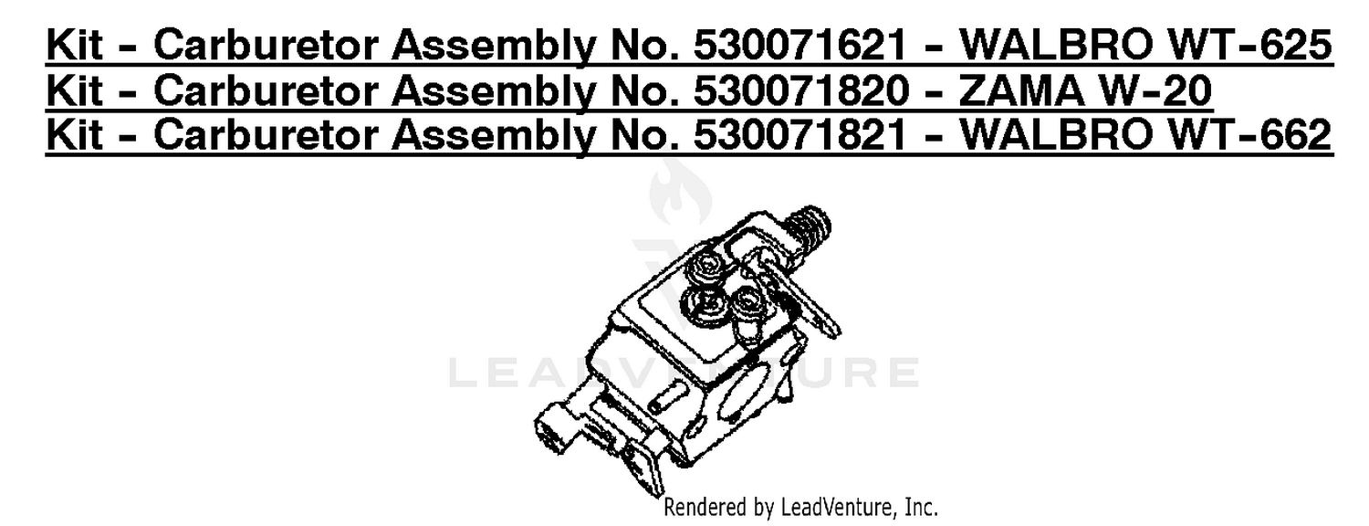 Kit - Carburetor Assembly