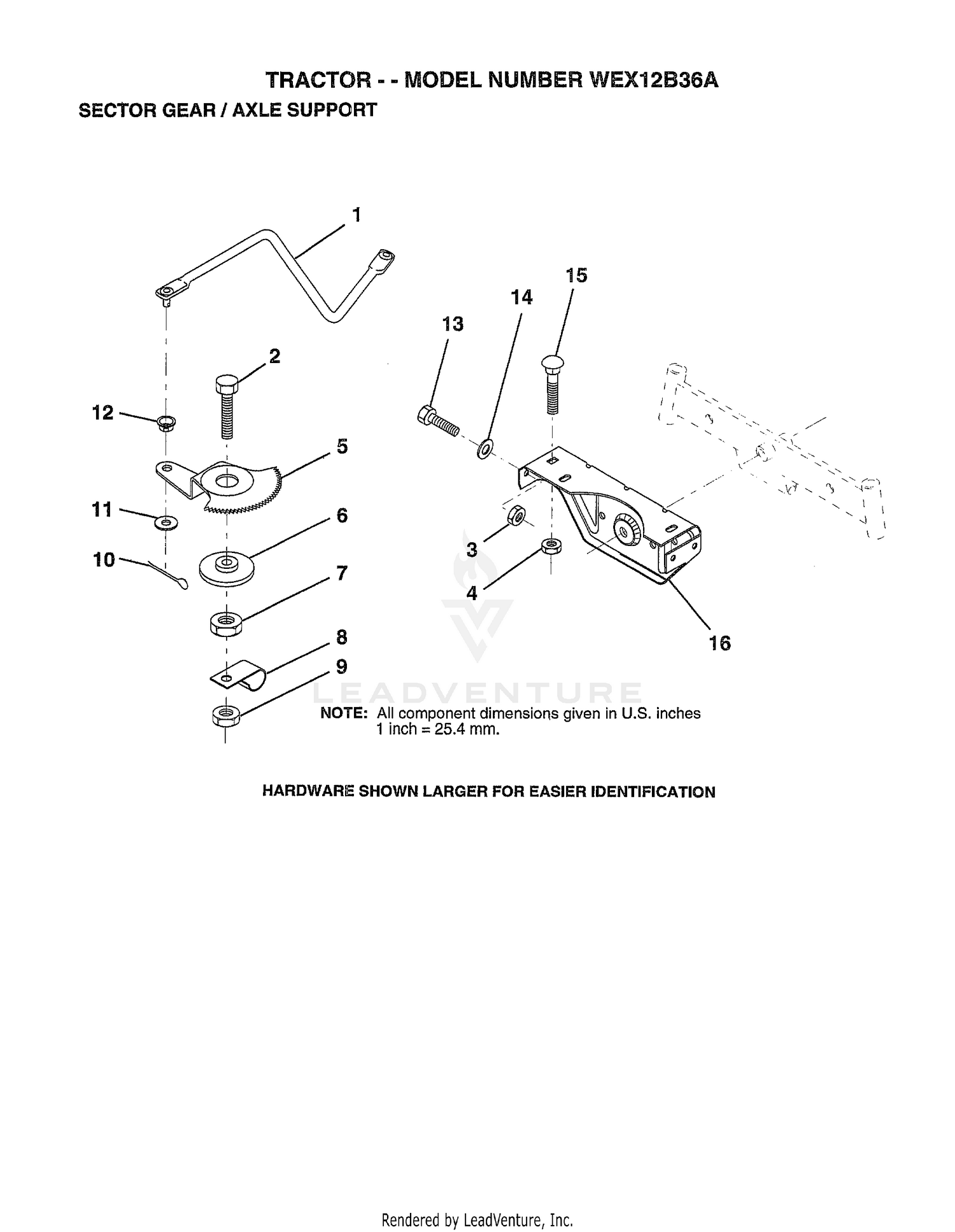SECTOR GEAR/AXLE SUPPORT