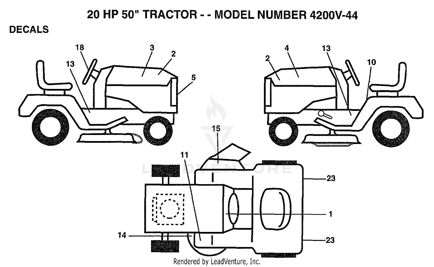 20HP 50" TRACTOR/DECALS