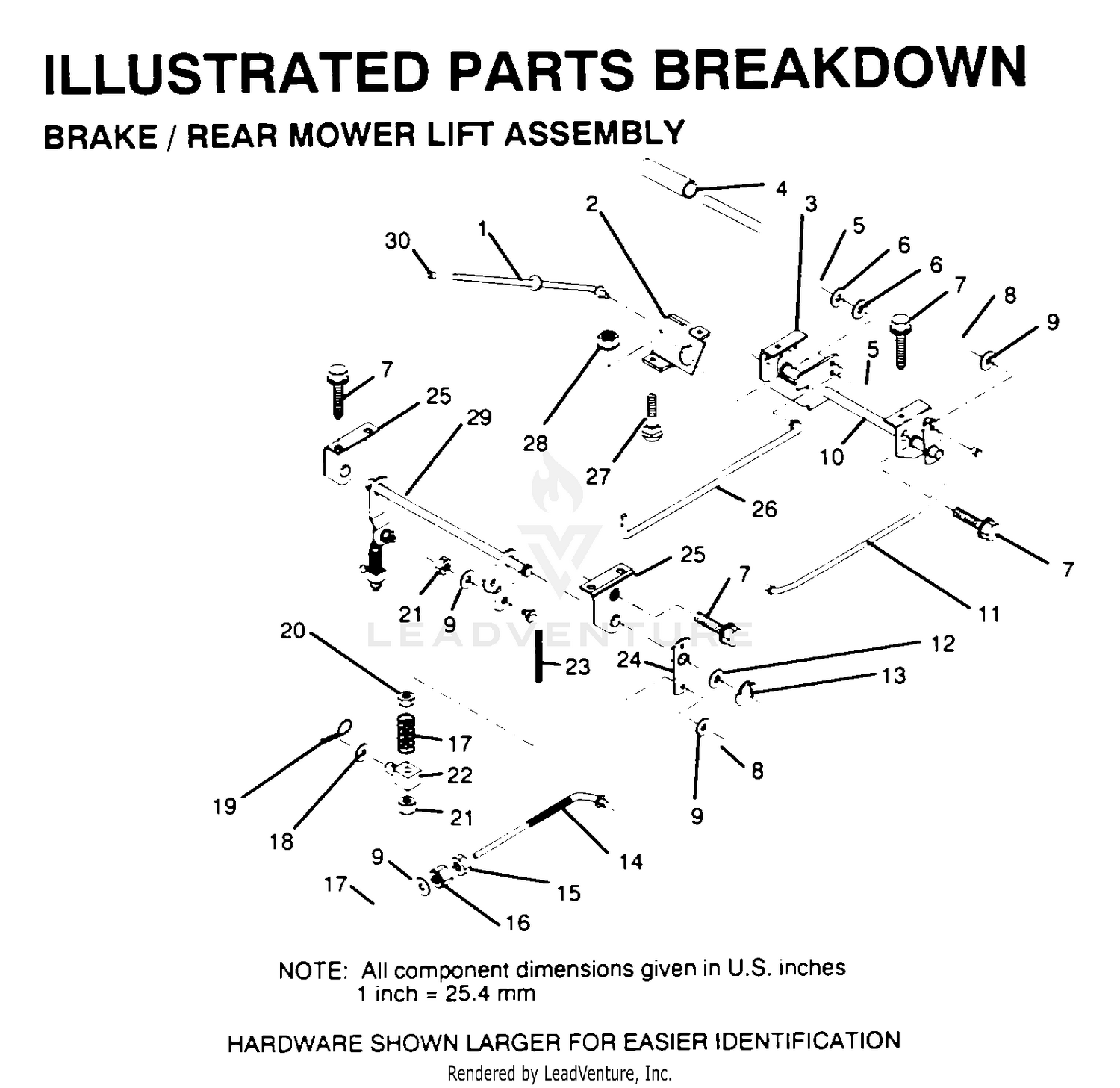 BRAKE AND REAR MOWER LIFT