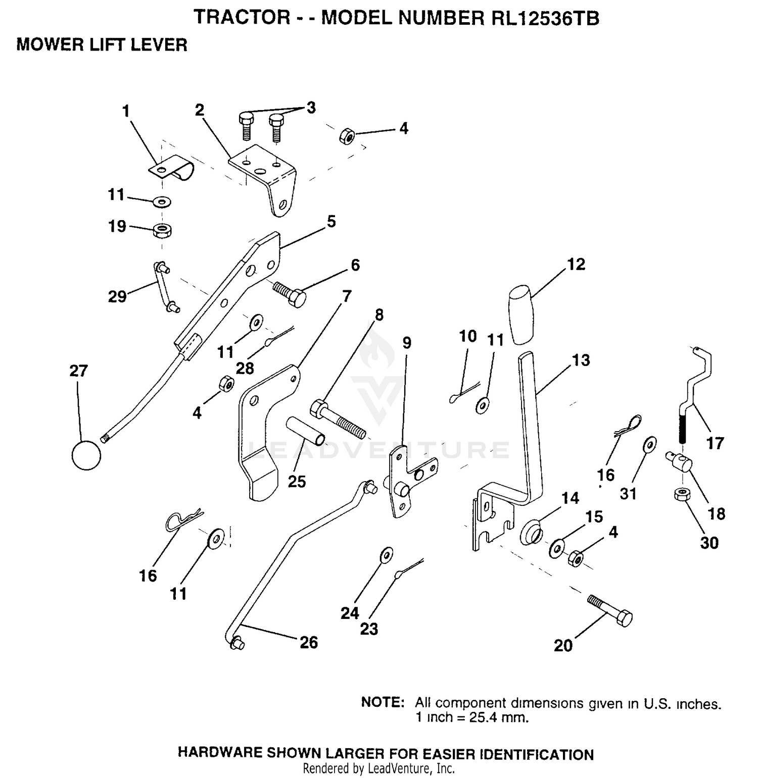 MOWER LIFT LEVER