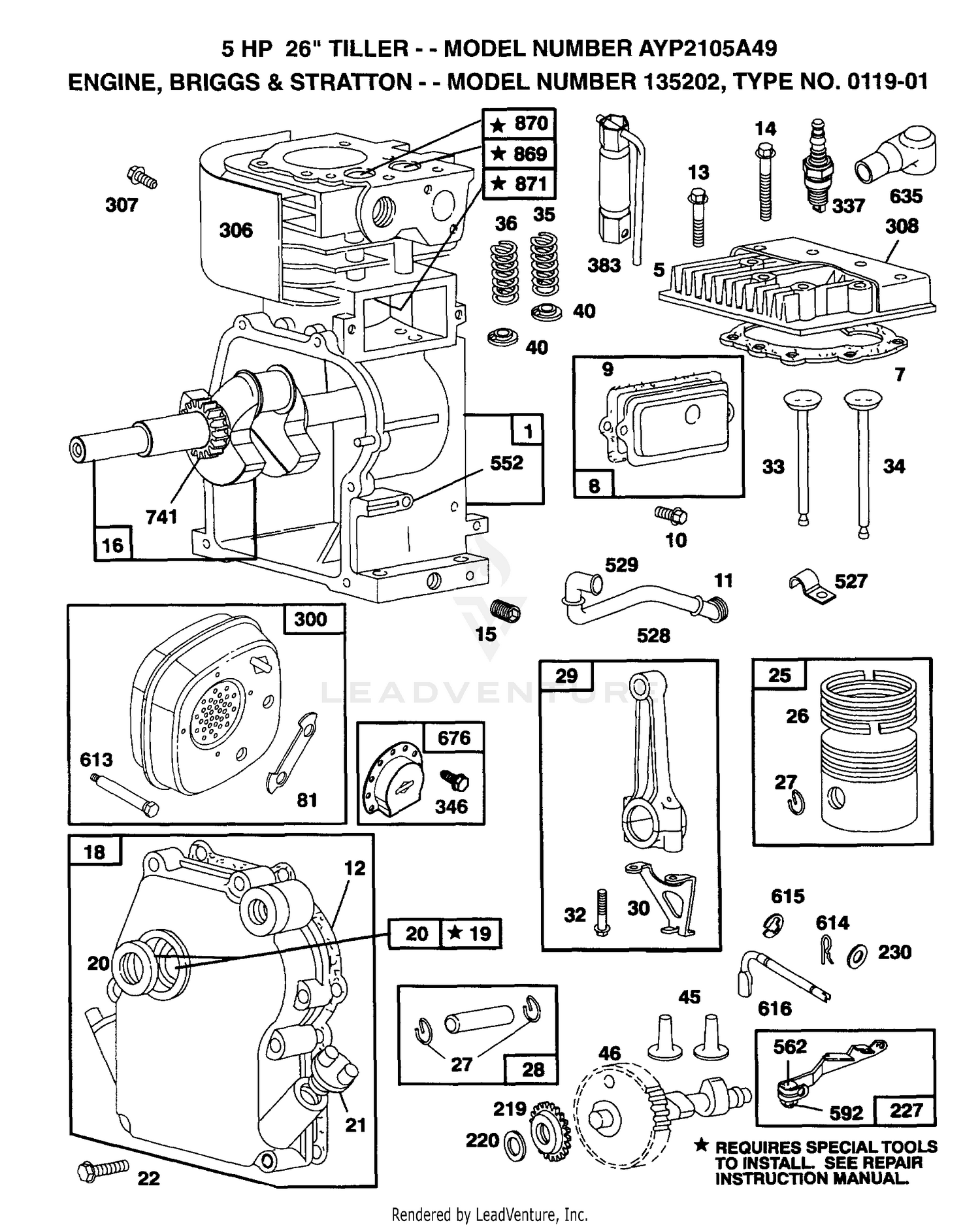 B&S Engine 135202 Type 0119-01 Part 1