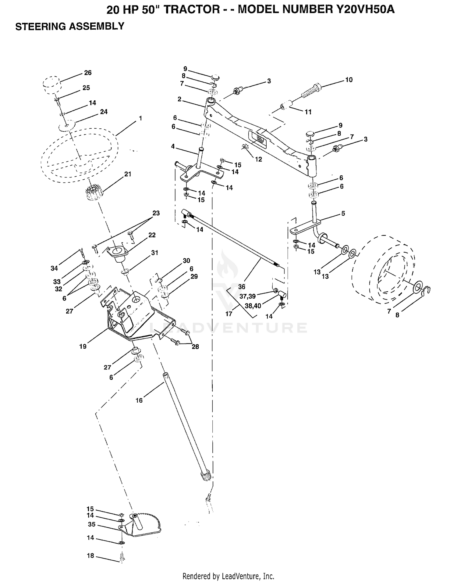 20 HP 50" STEERING ASSEMBLY