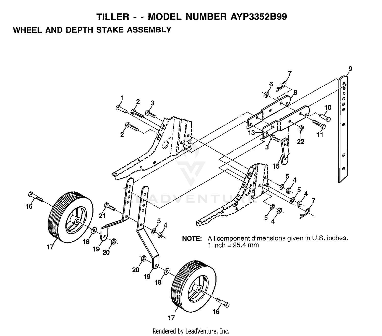 WHEEL AND DEPTH STAKE ASSEMBLY
