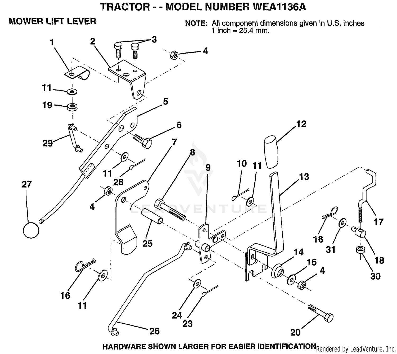 MOWER LIFT LEVER